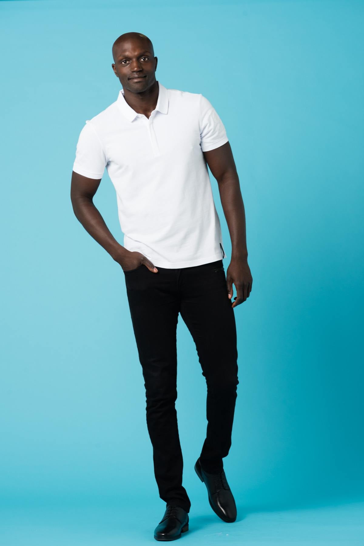 Men's white short-sleeved polo shirt - Image n°2