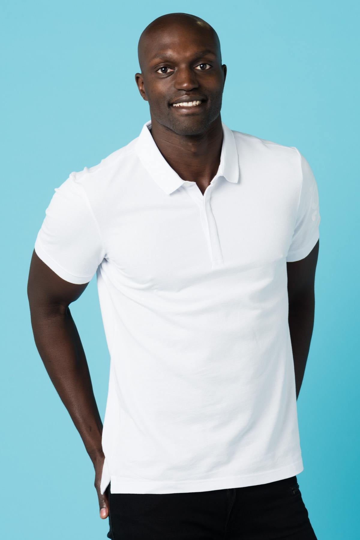 Men's white short-sleeved polo shirt - Image n°3