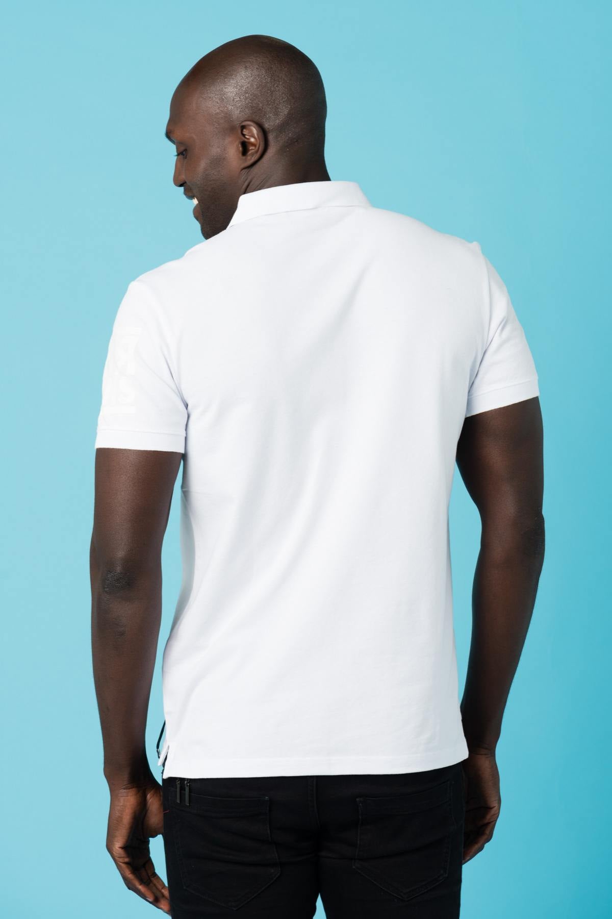 Men's white short-sleeved polo shirt - Image n°4