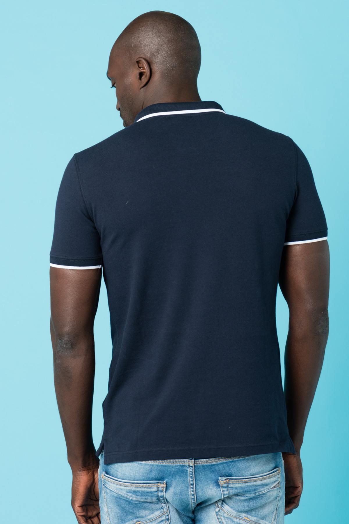 Men's dark blue polo shirt - Image n°4