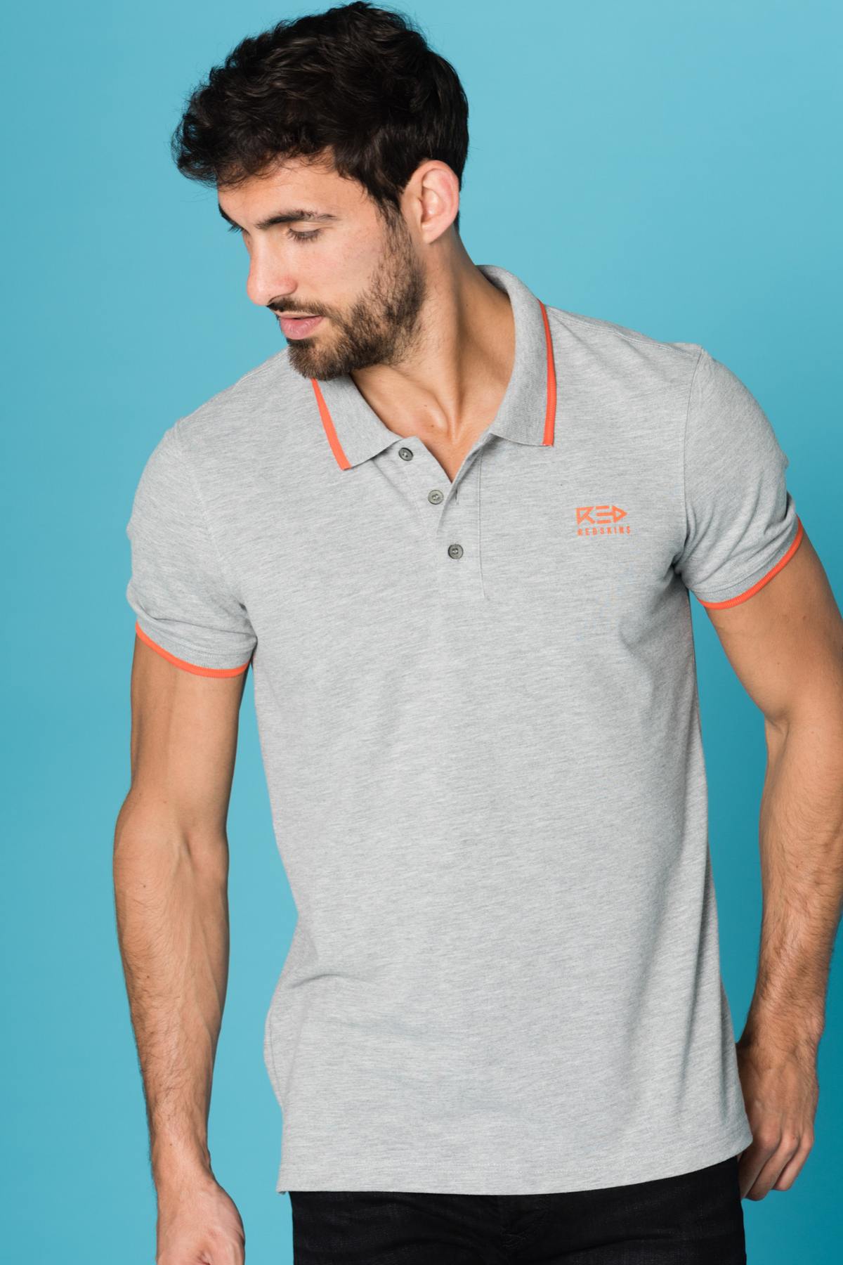 Gray short-sleeved polo shirt - Image n°3