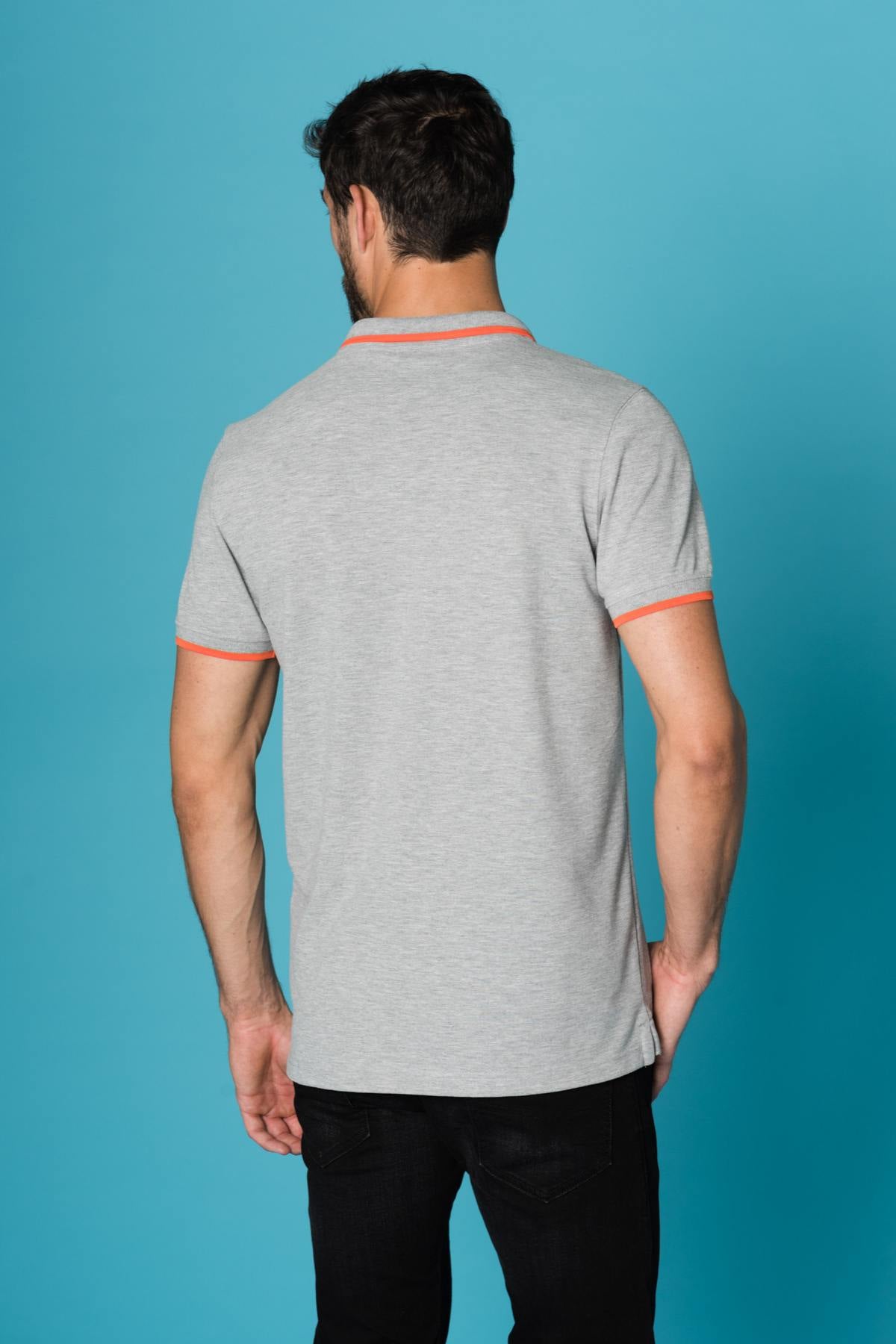 Gray short-sleeved polo shirt - Image n°4