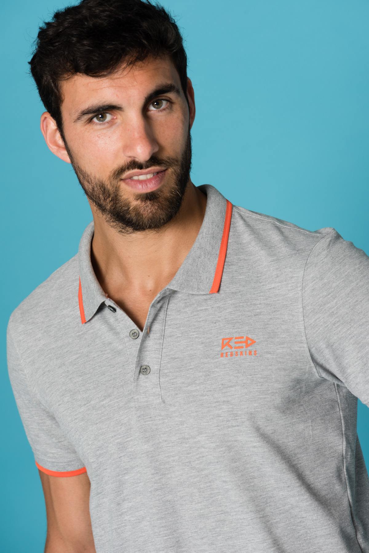 Gray short-sleeved polo shirt - Image n°5