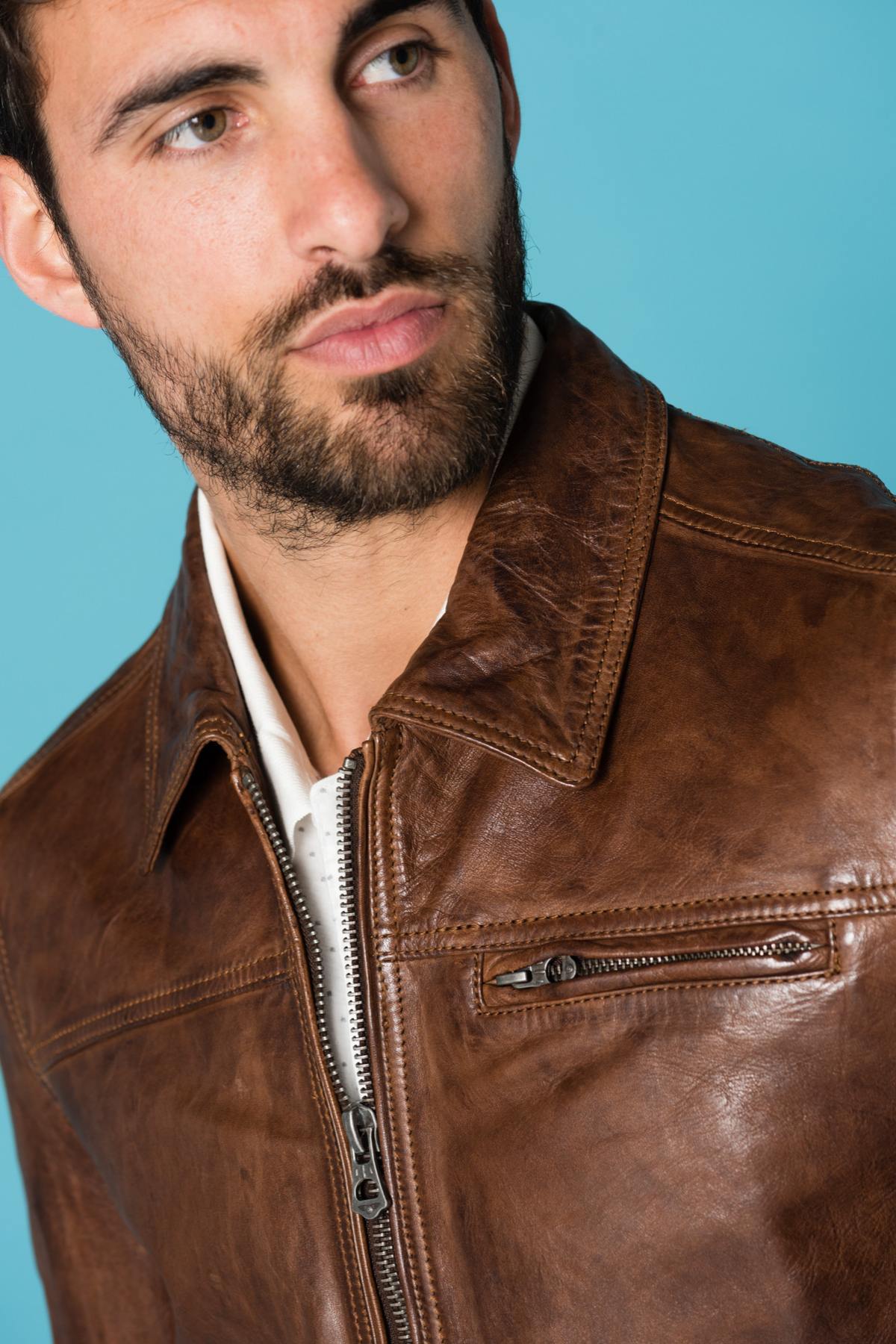 Brown leather jacket - Image n°2