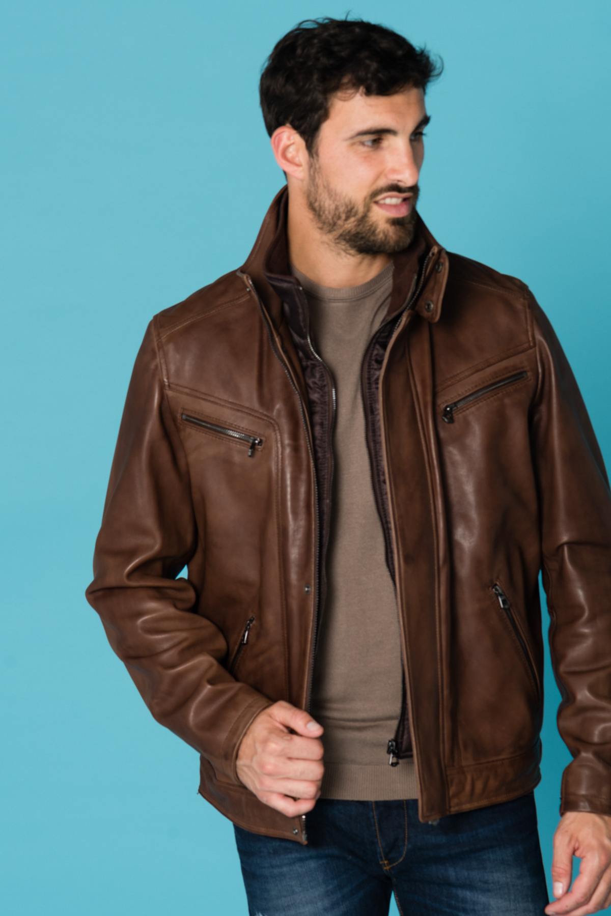 Bison lamb leather jacket - Image n°1