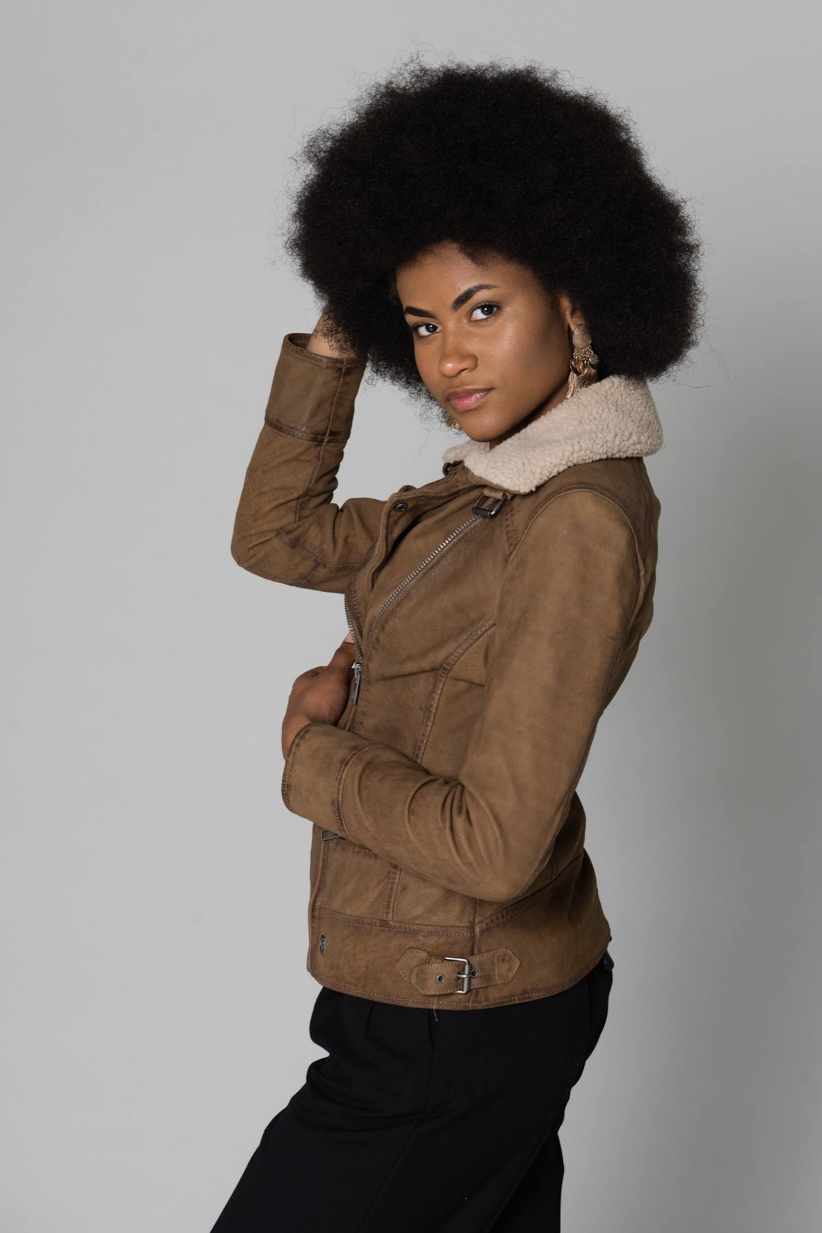 Nubuck sheepskin leather jacket - Image n°4