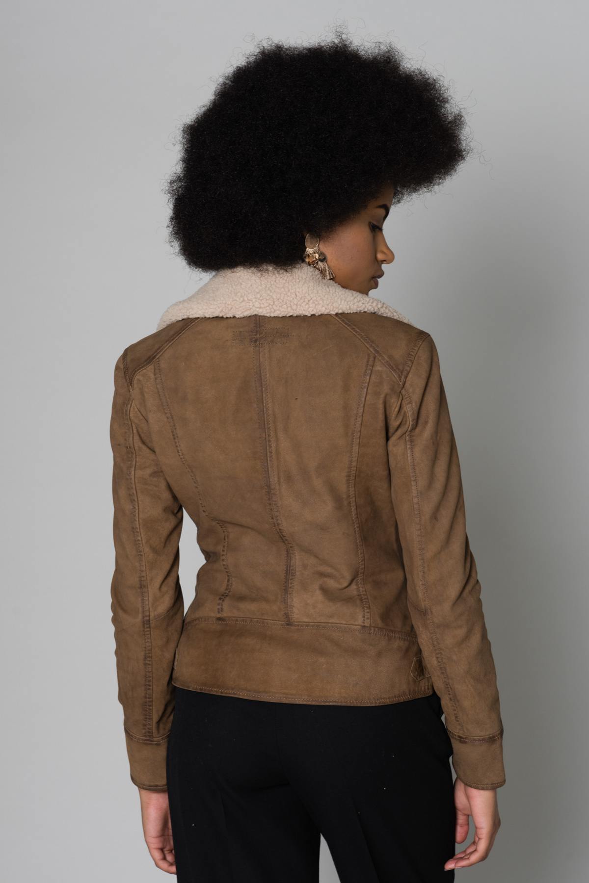 Nubuck sheepskin leather jacket - Image n°5