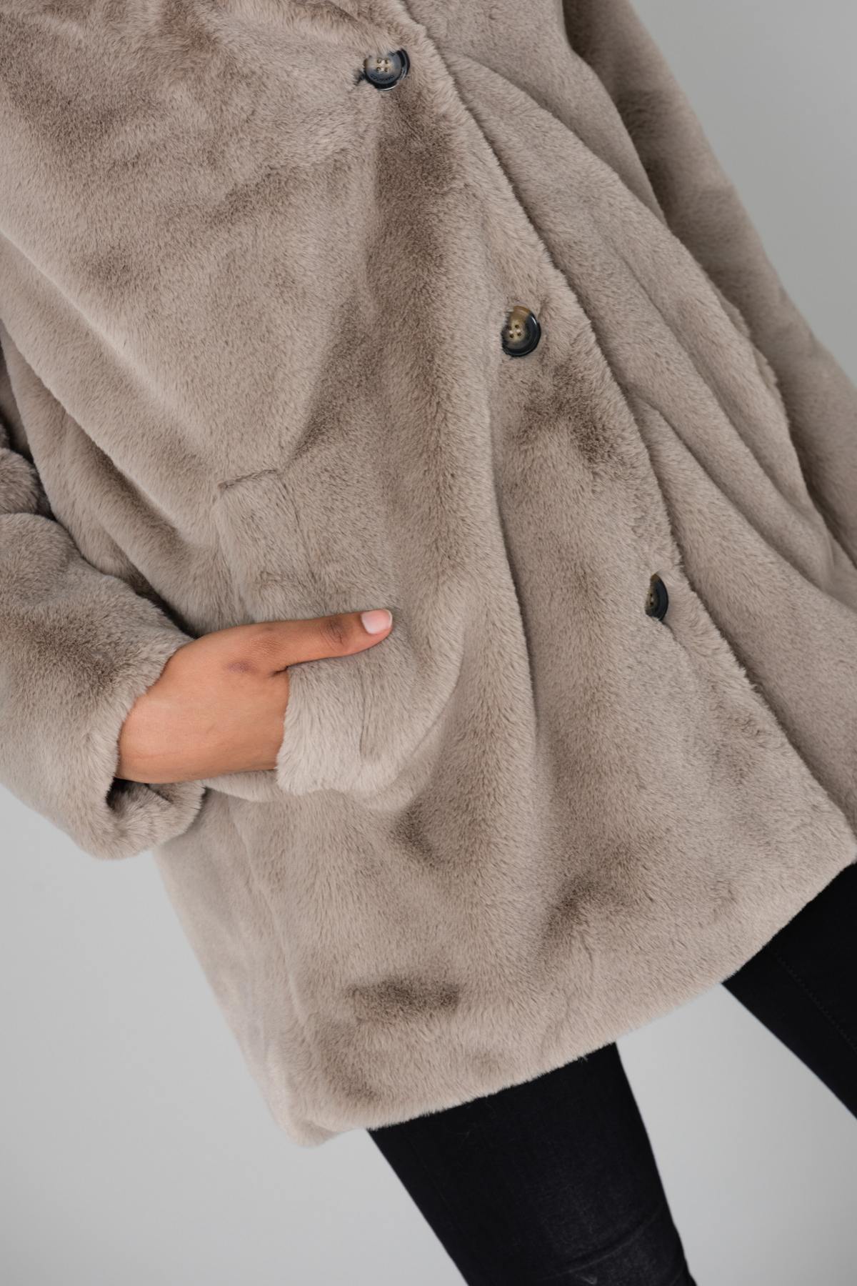 Women's beige faux fur - Image n°7