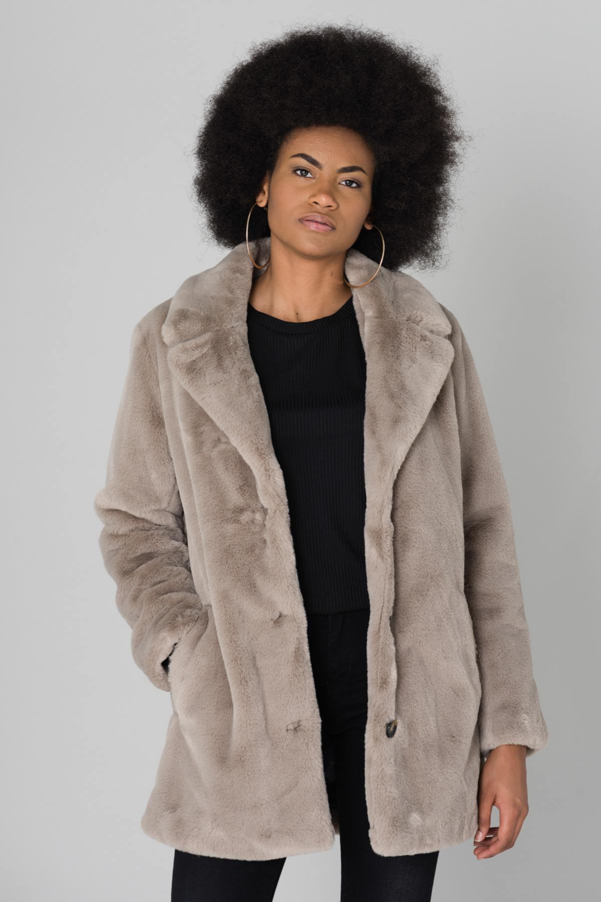 Women's beige faux fur - Image n°1