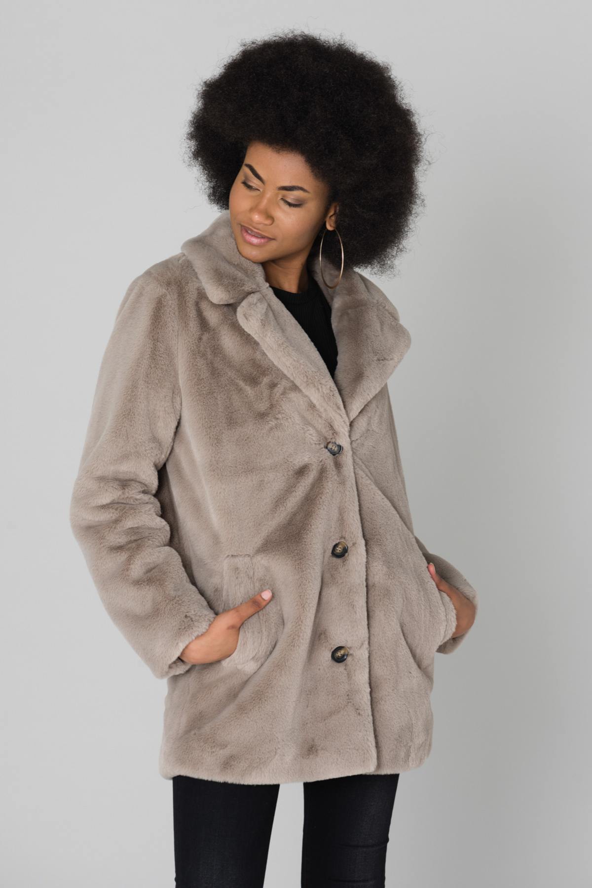 Women's beige faux fur - Image n°3