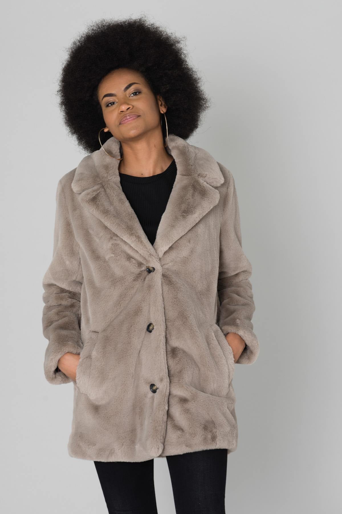 Women's beige faux fur - Image n°6