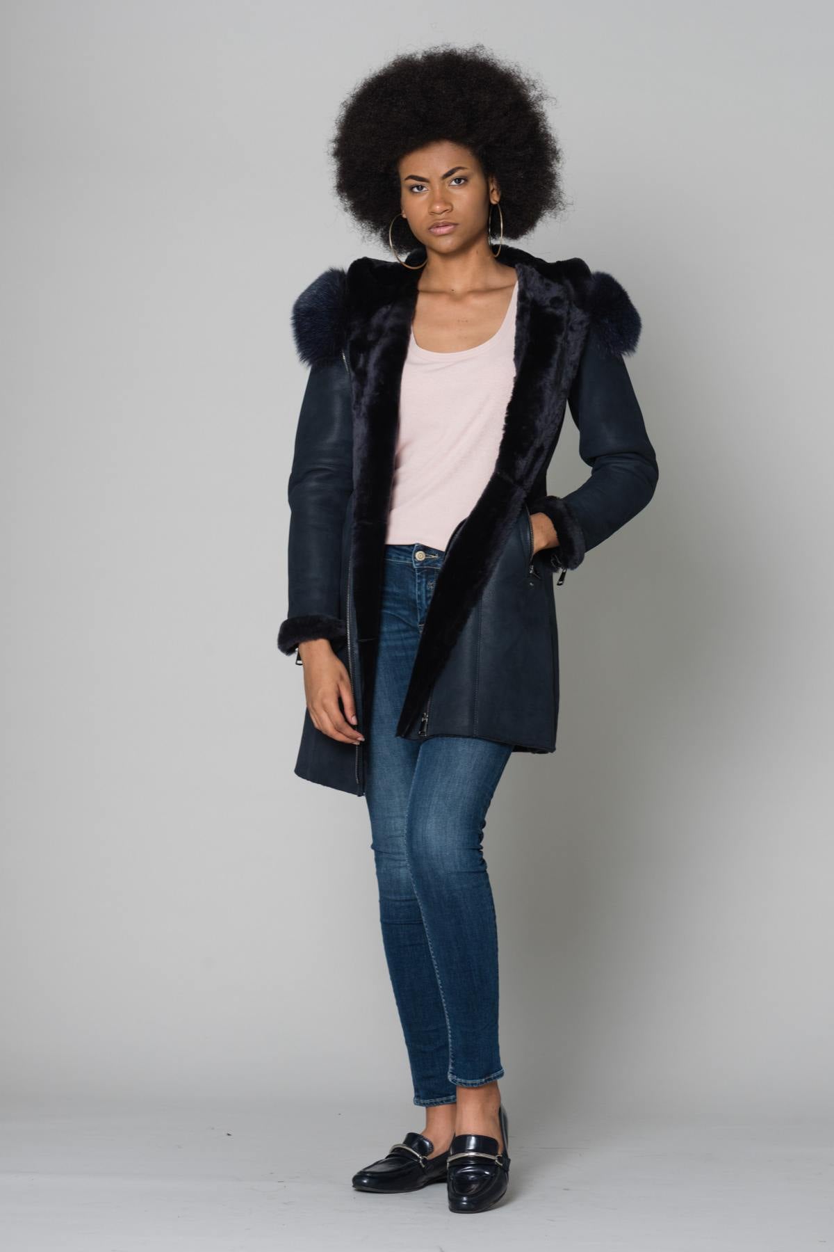 Long merino shearling jacket - Image n°2