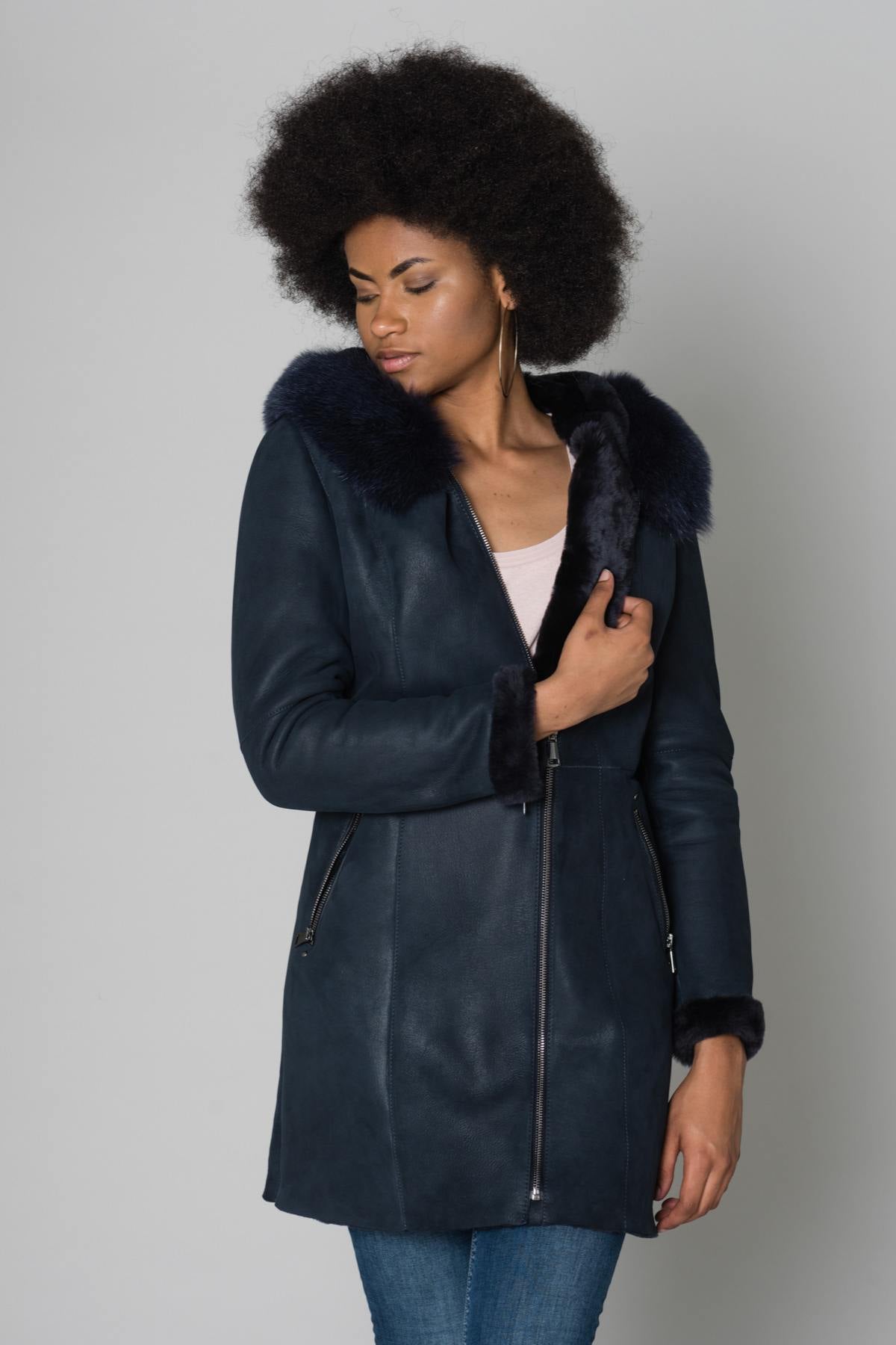 Long merino shearling jacket - Image n°4