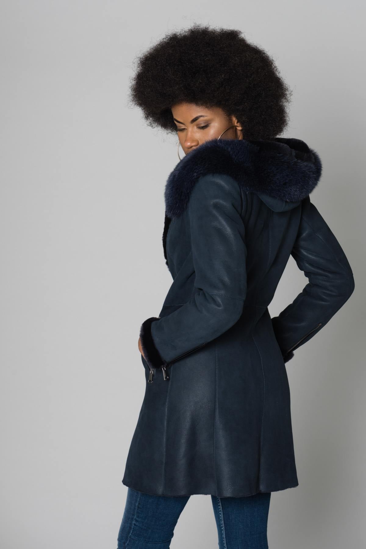 Long merino shearling jacket - Image n°1