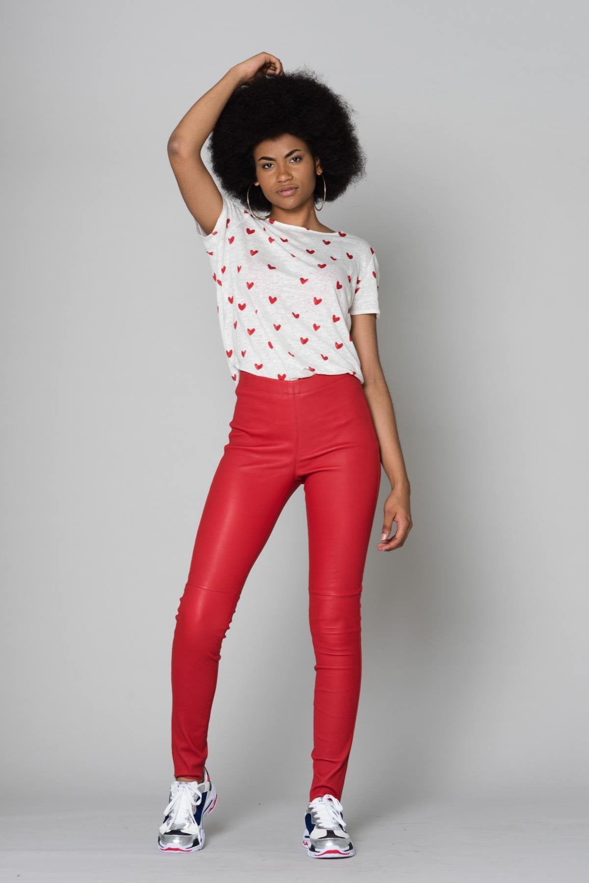 Red genuine leather pants - Image n°2