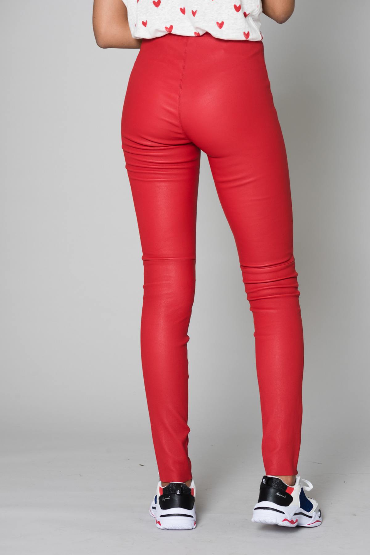 Red genuine leather pants - Image n°4