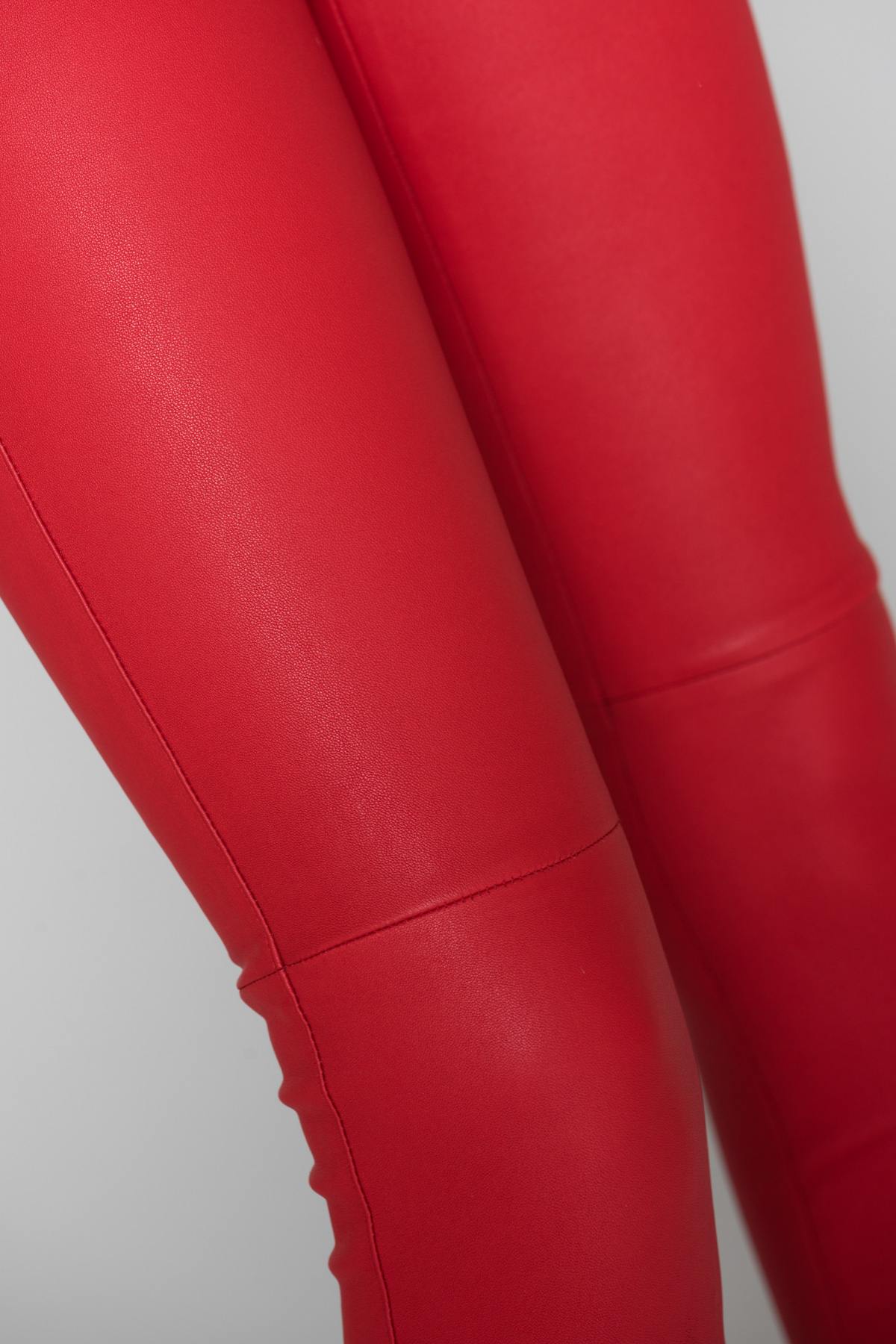 Red genuine leather pants - Image n°6