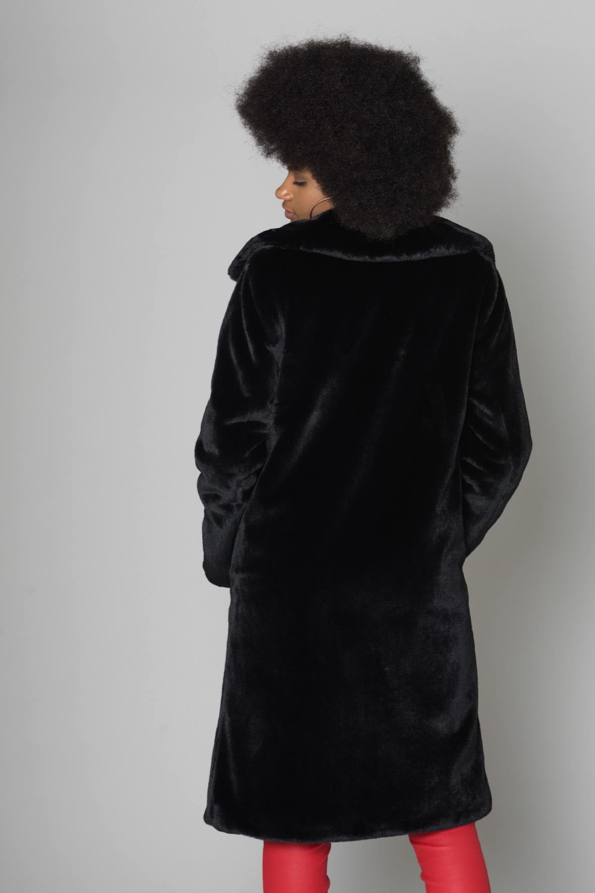 Long faux fur jacket - Image n°5