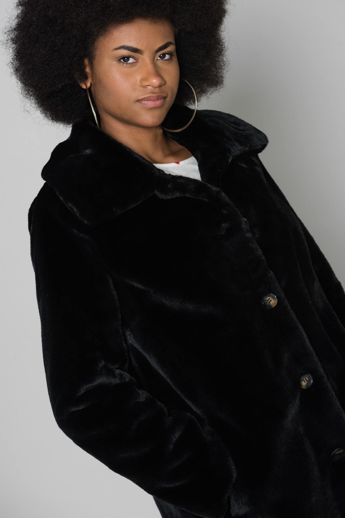 Long faux fur jacket - Image n°6