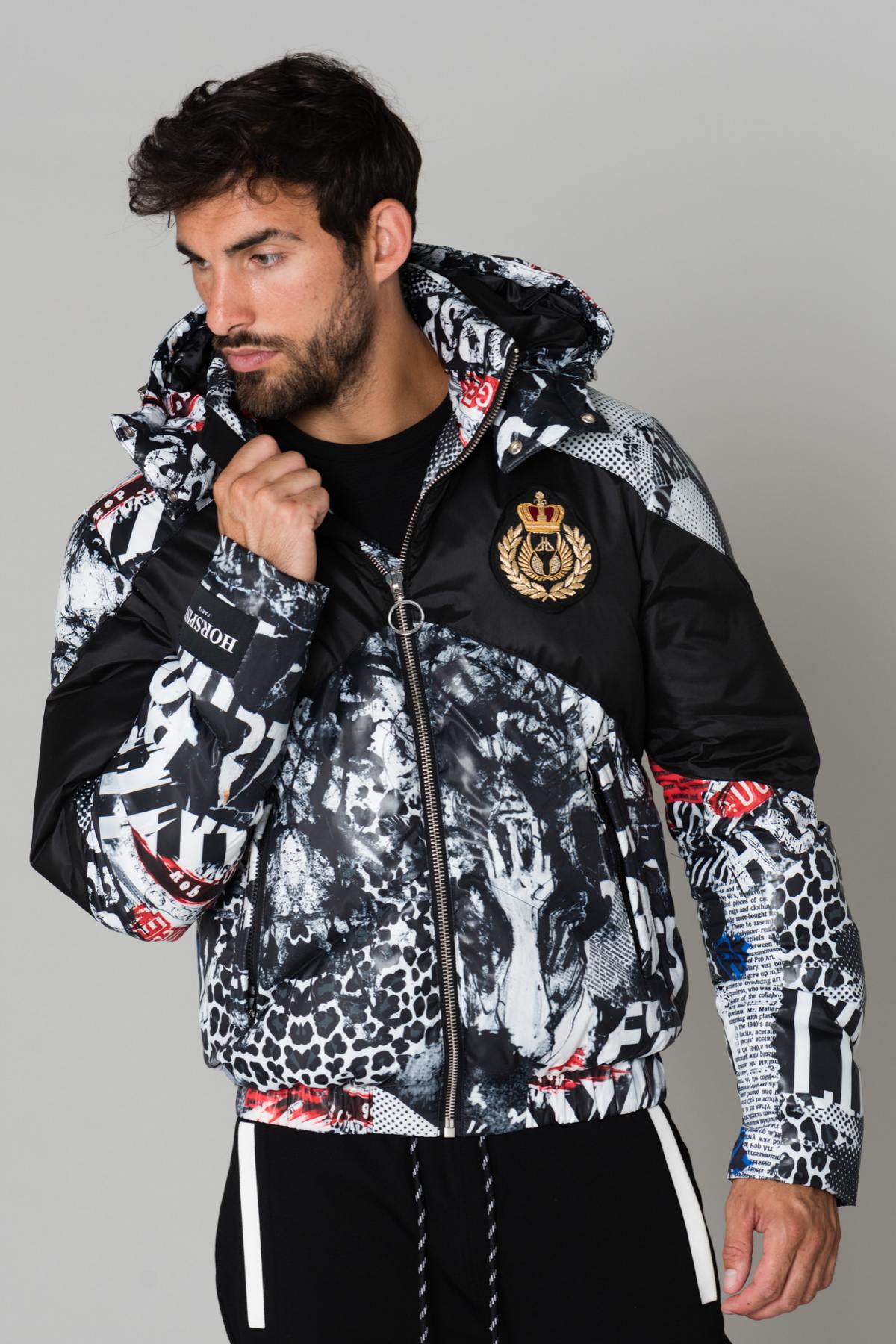 Jacket with black and white print - Image n°3