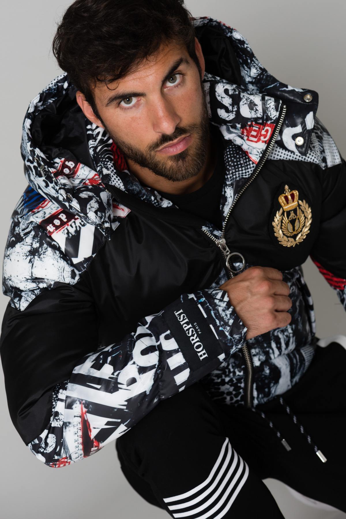 Jacket with black and white print - Image n°1