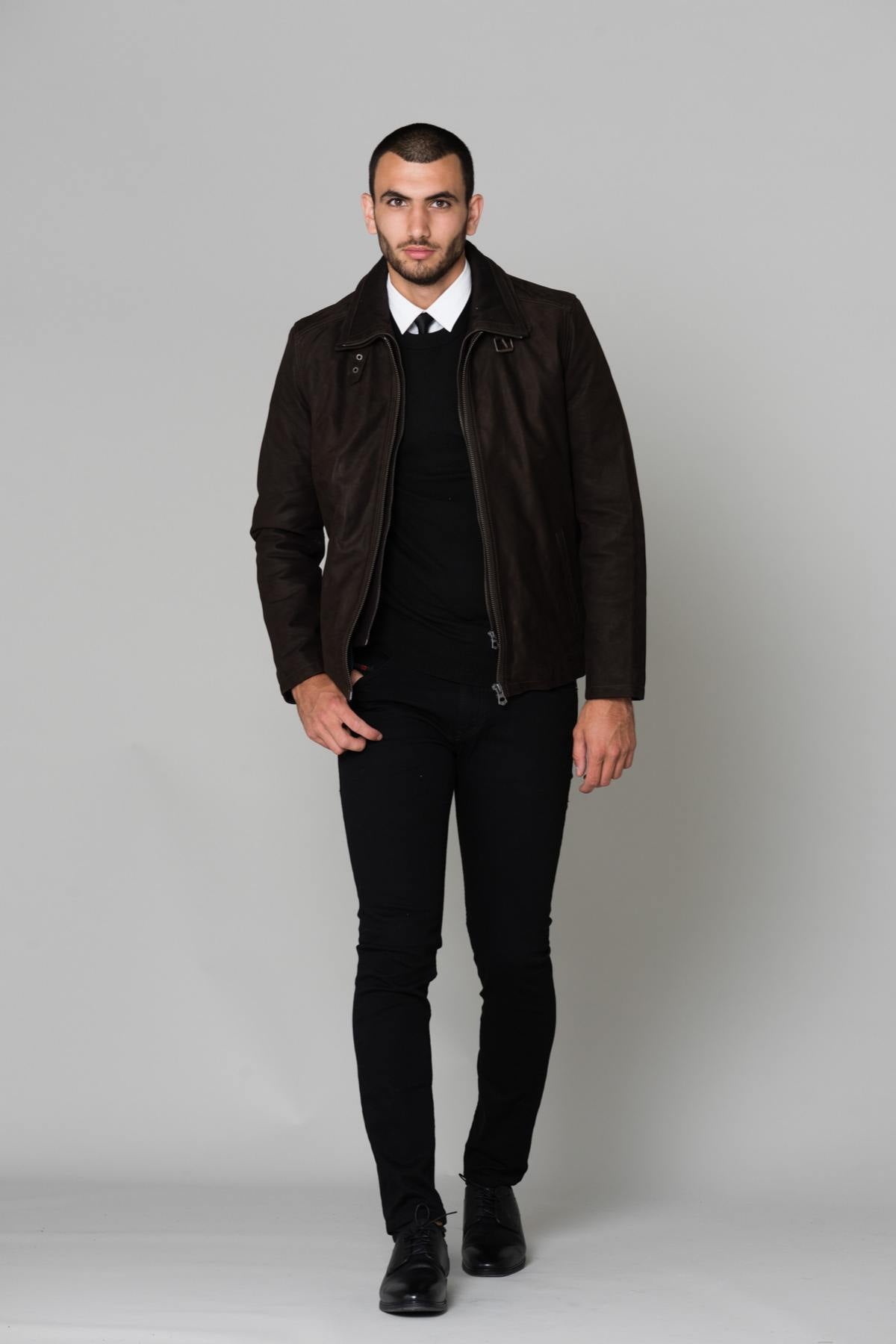 Suede-touch leather jacket - Image n°3