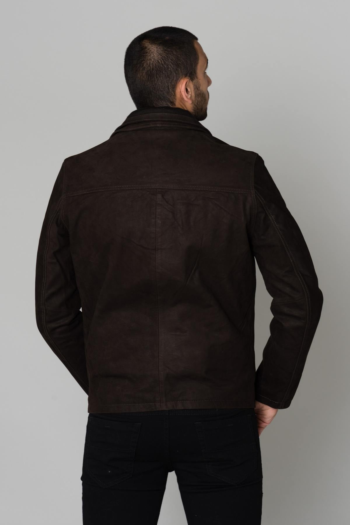 Suede-touch leather jacket - Image n°5