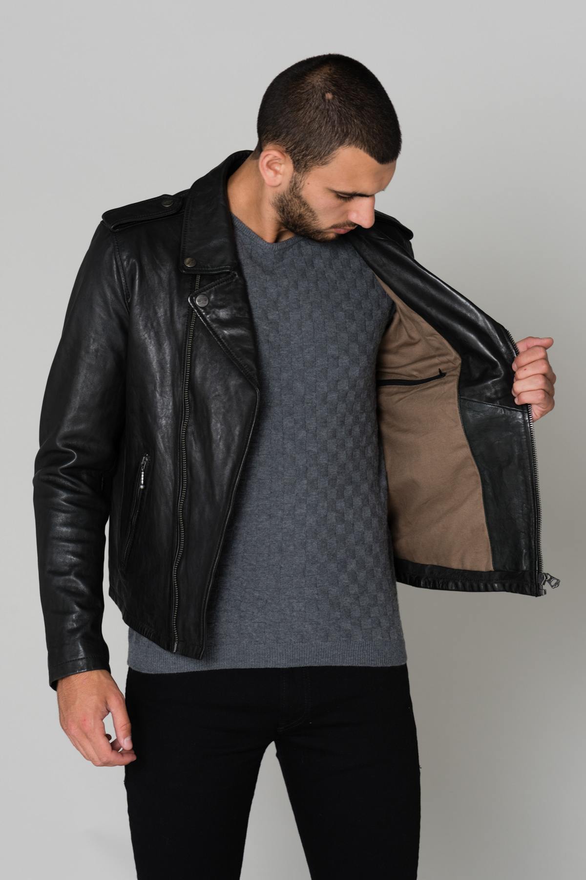 Black lambskin Biker Jacket - Image n°4