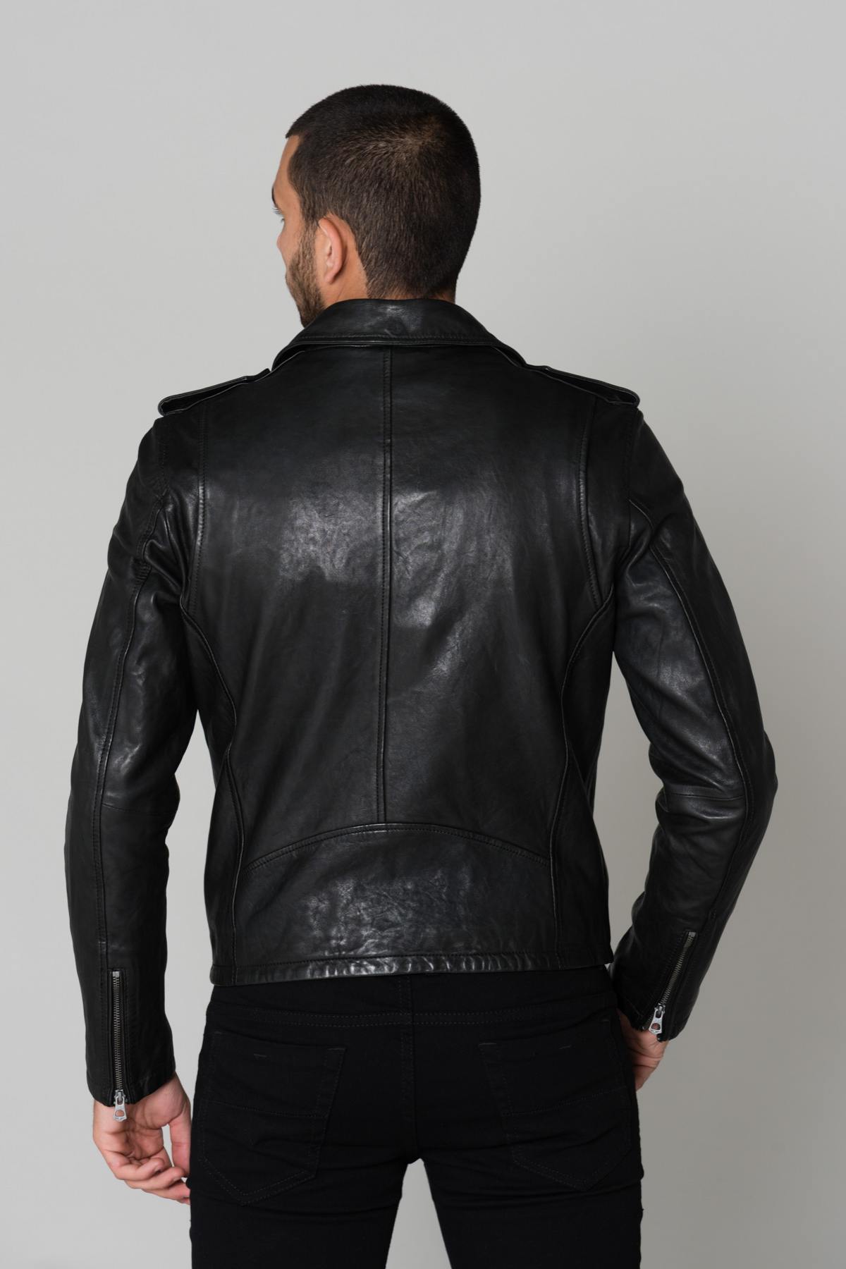 Black lambskin Biker Jacket - Image n°6