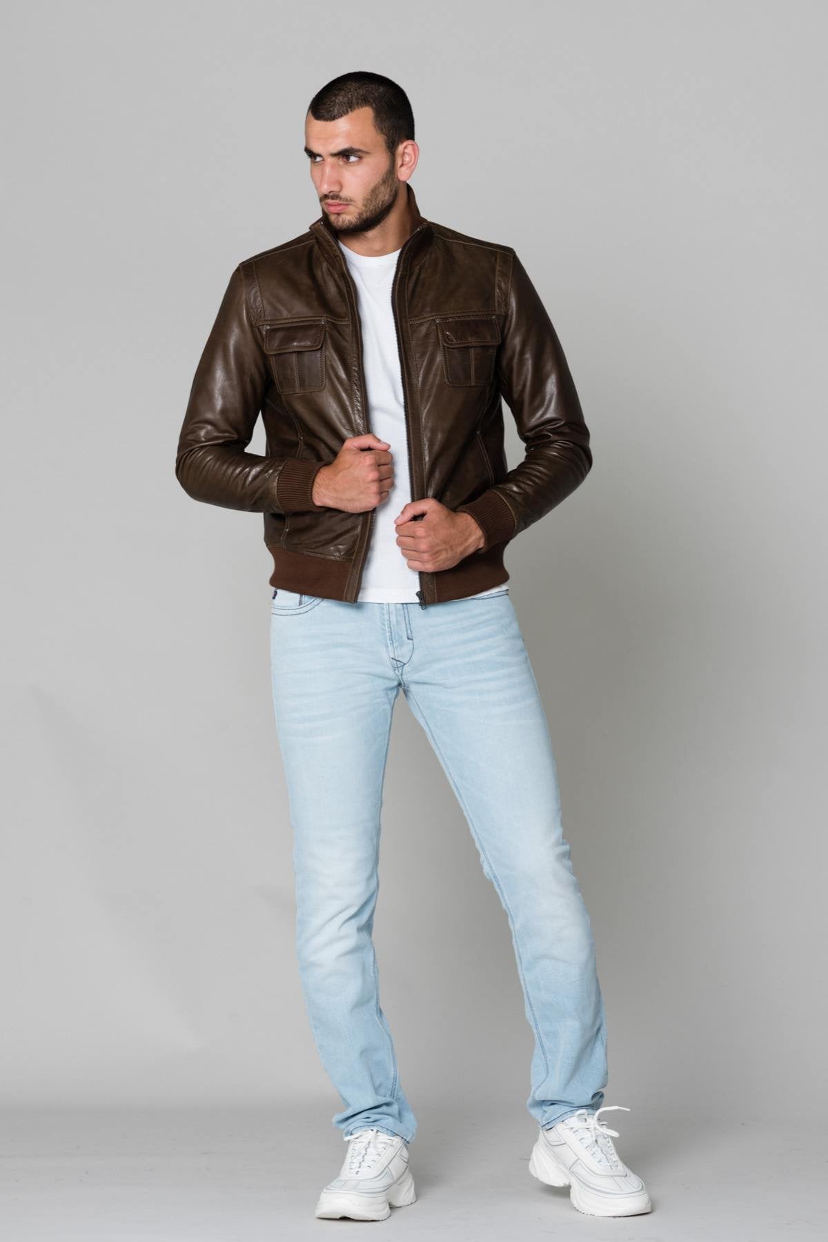 Brown buffalo leather jacket - Image n°2