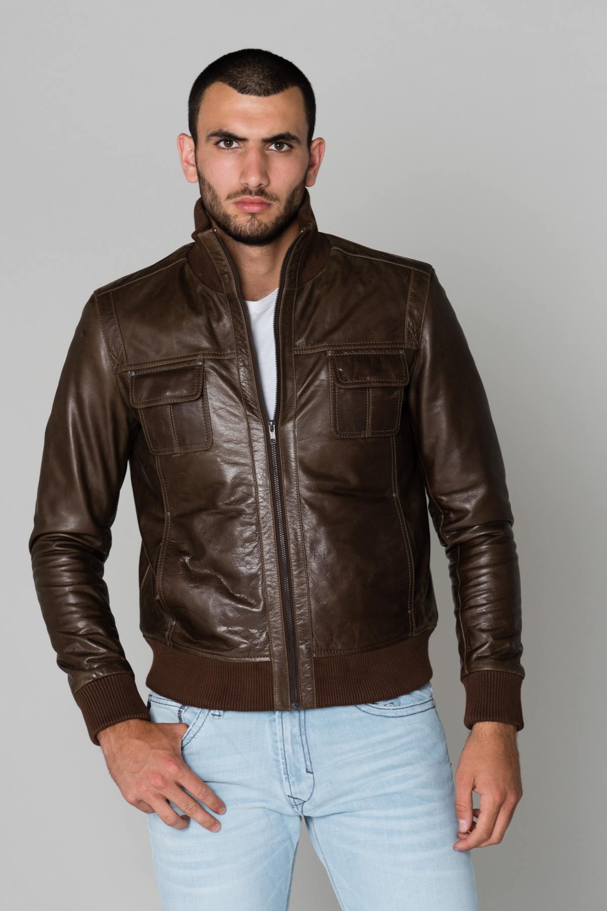 Brown buffalo leather jacket - Image n°4