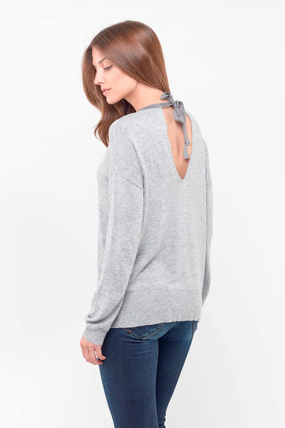 Light gray long-sleeved sweater - Image n°3