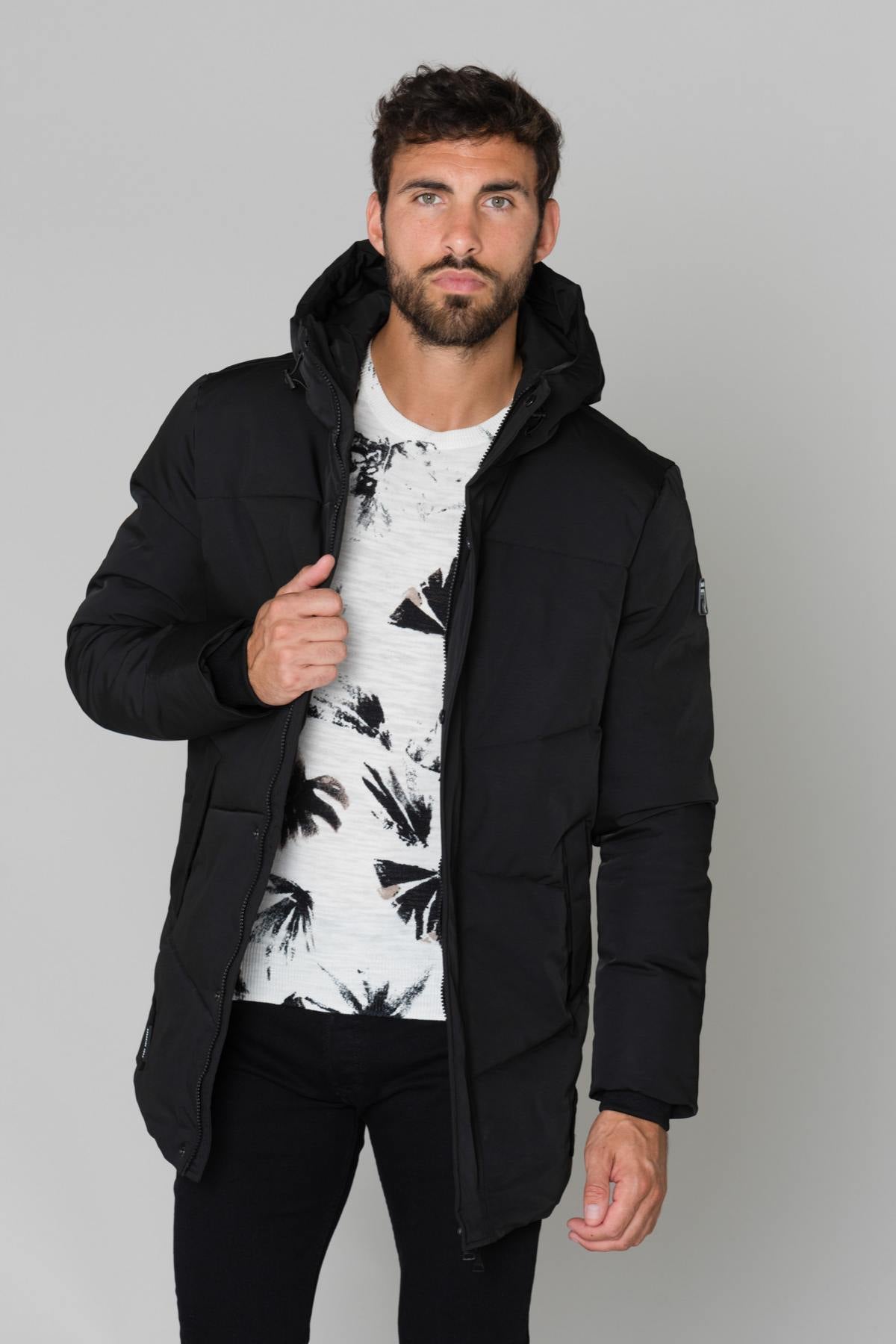 Men's black parka - Image n°2