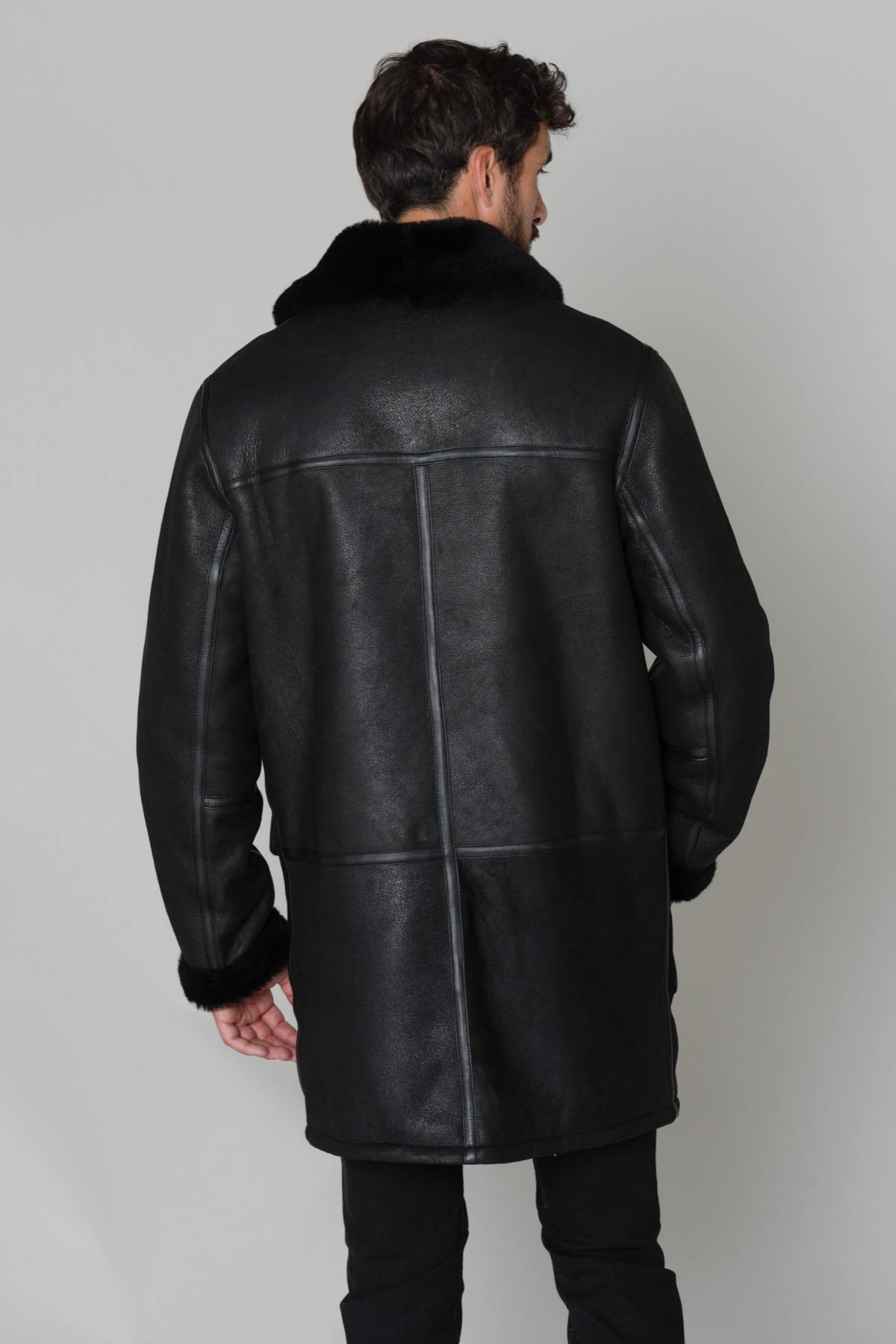 Men's mid-length black jacket - Image n°5