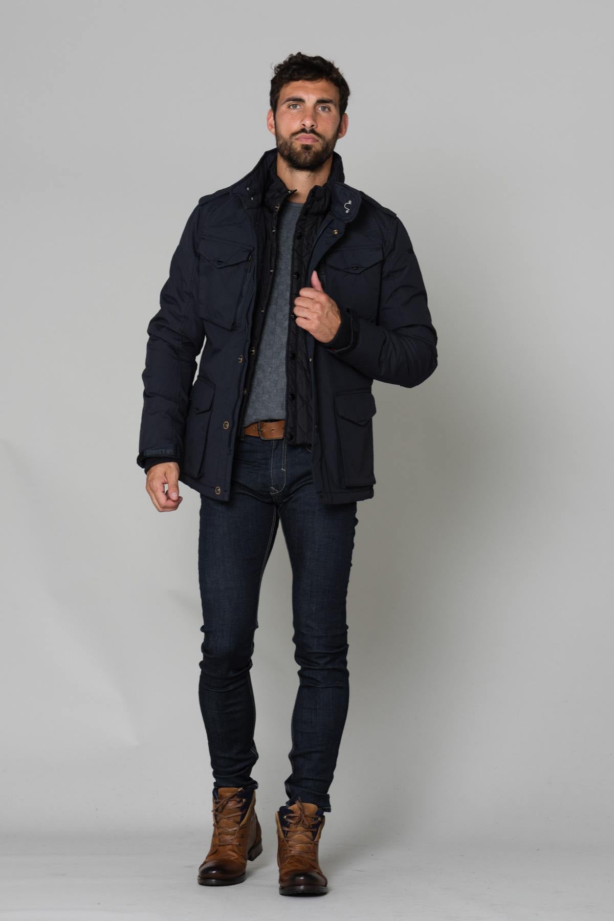 Navy blue nylon parka - Image n°2