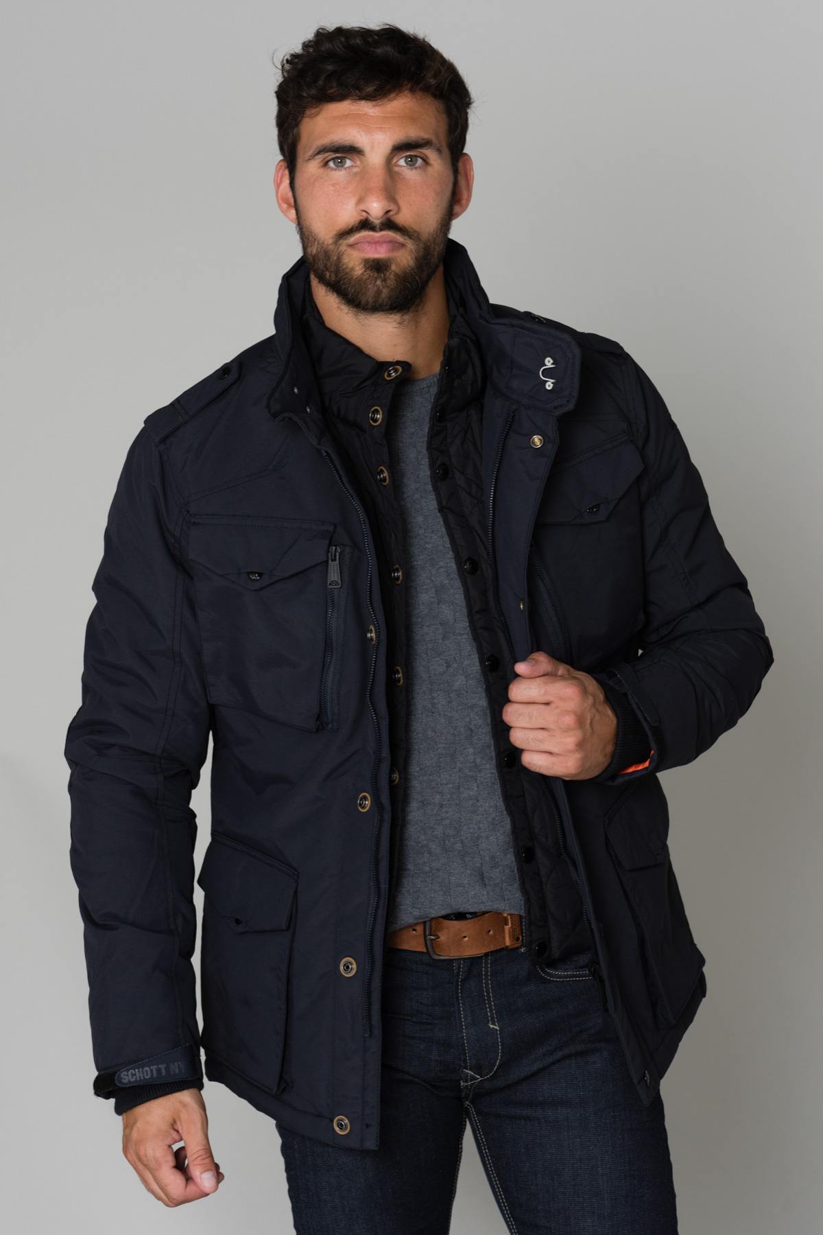 Navy blue nylon parka - Image n°3