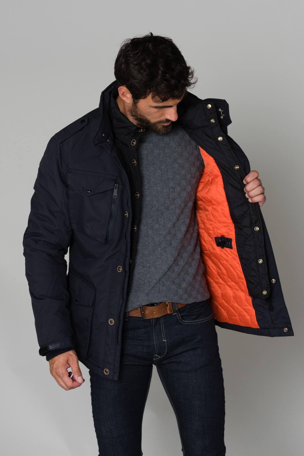 Navy blue nylon parka - Image n°6