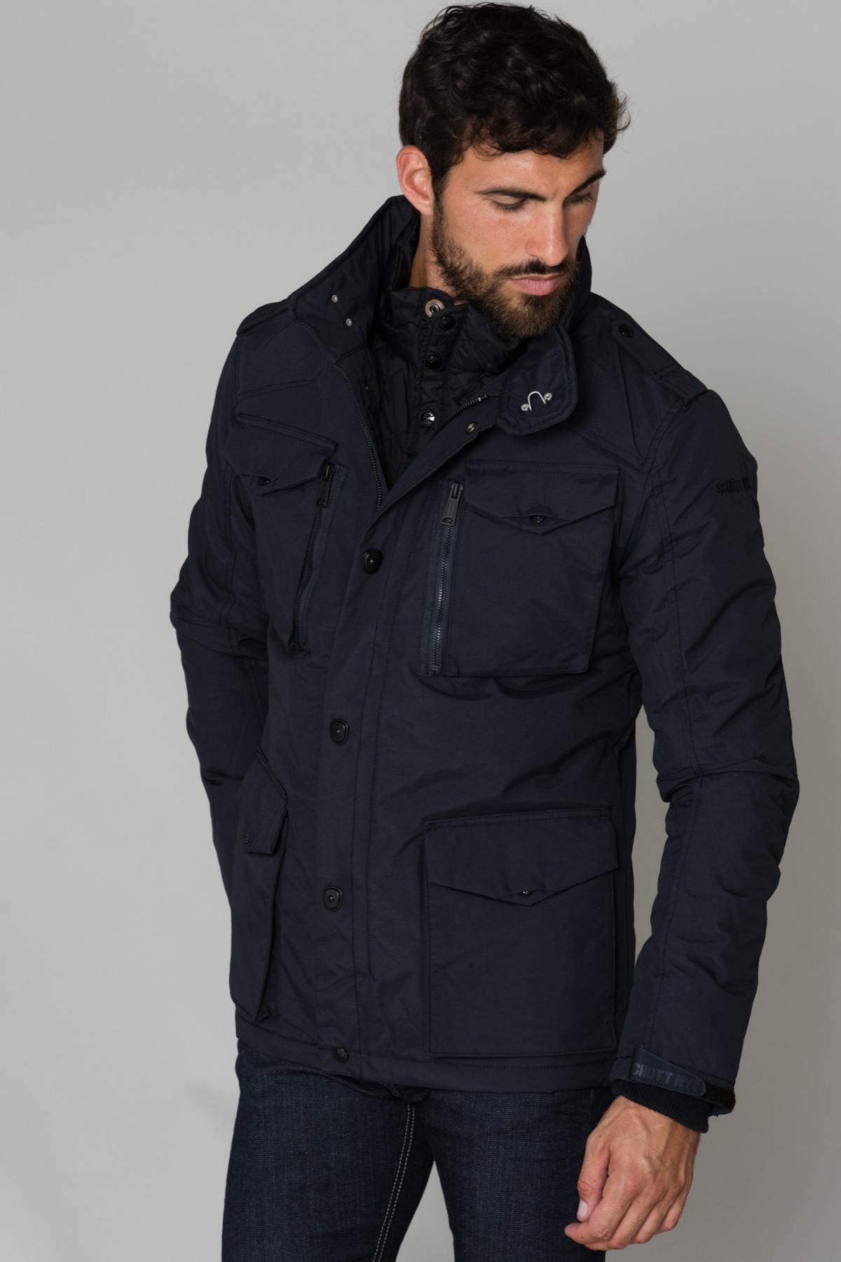 Navy blue nylon parka - Image n°1