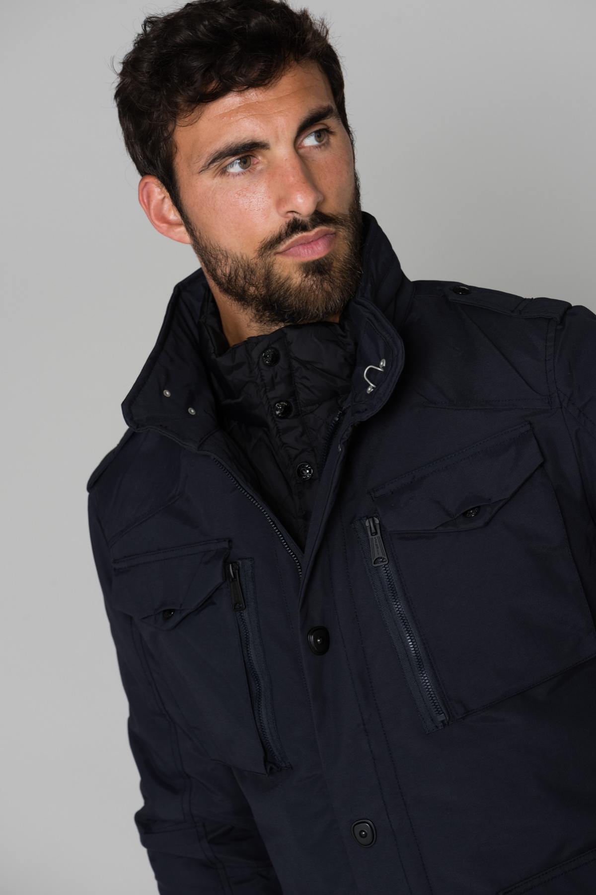 Navy blue nylon parka - Image n°7