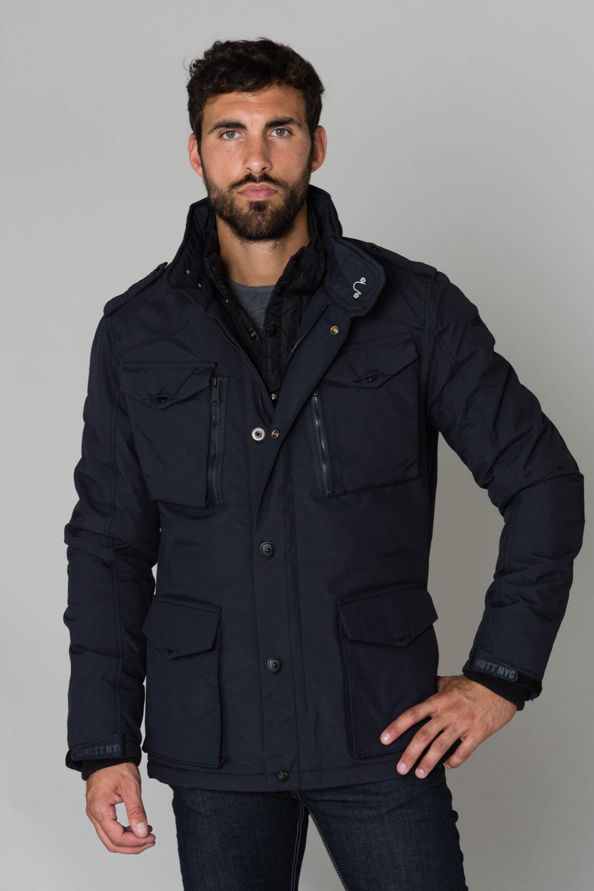 Navy blue nylon parka - Image n°4