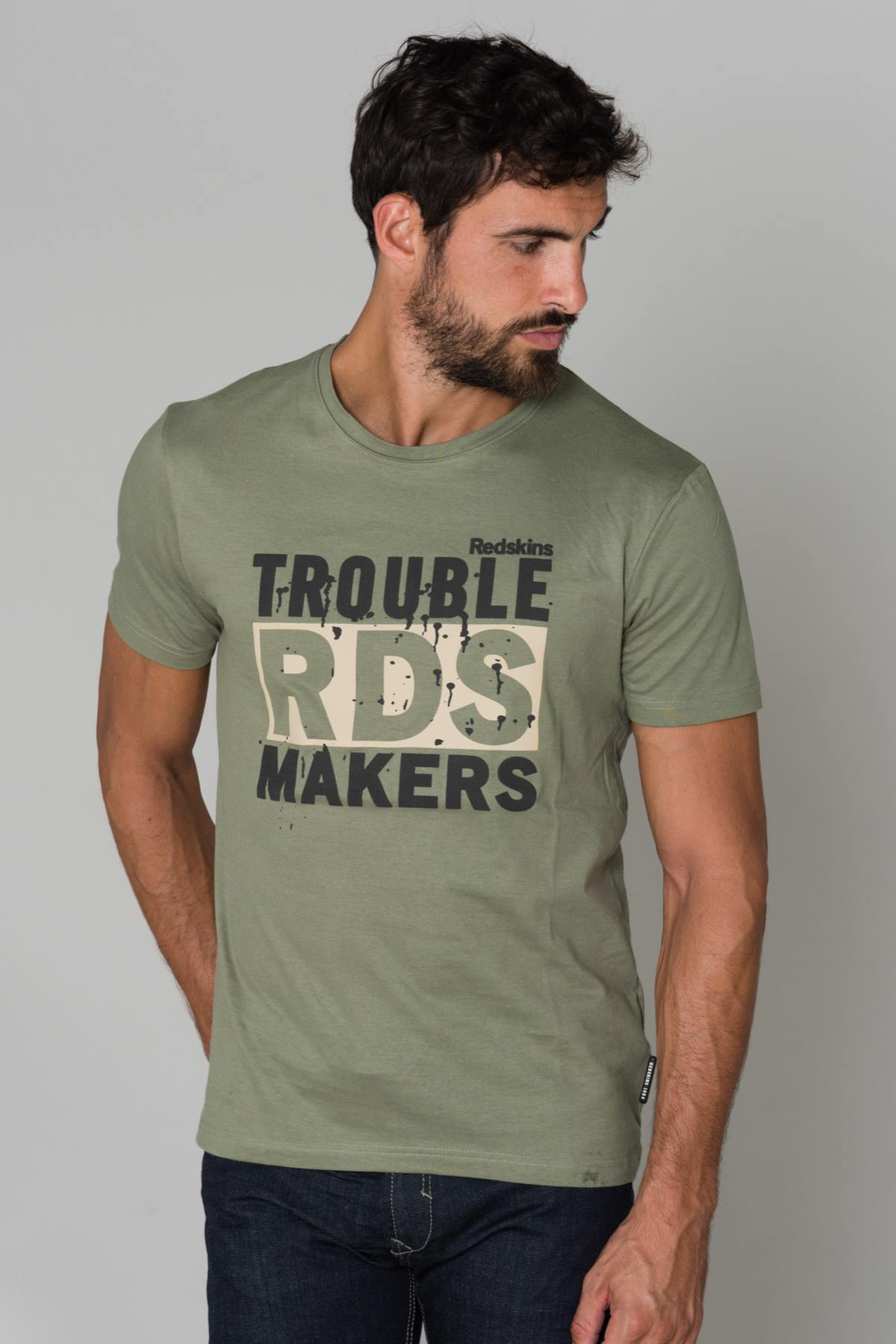 Men's khaki cotton t-shirt - Image n°2