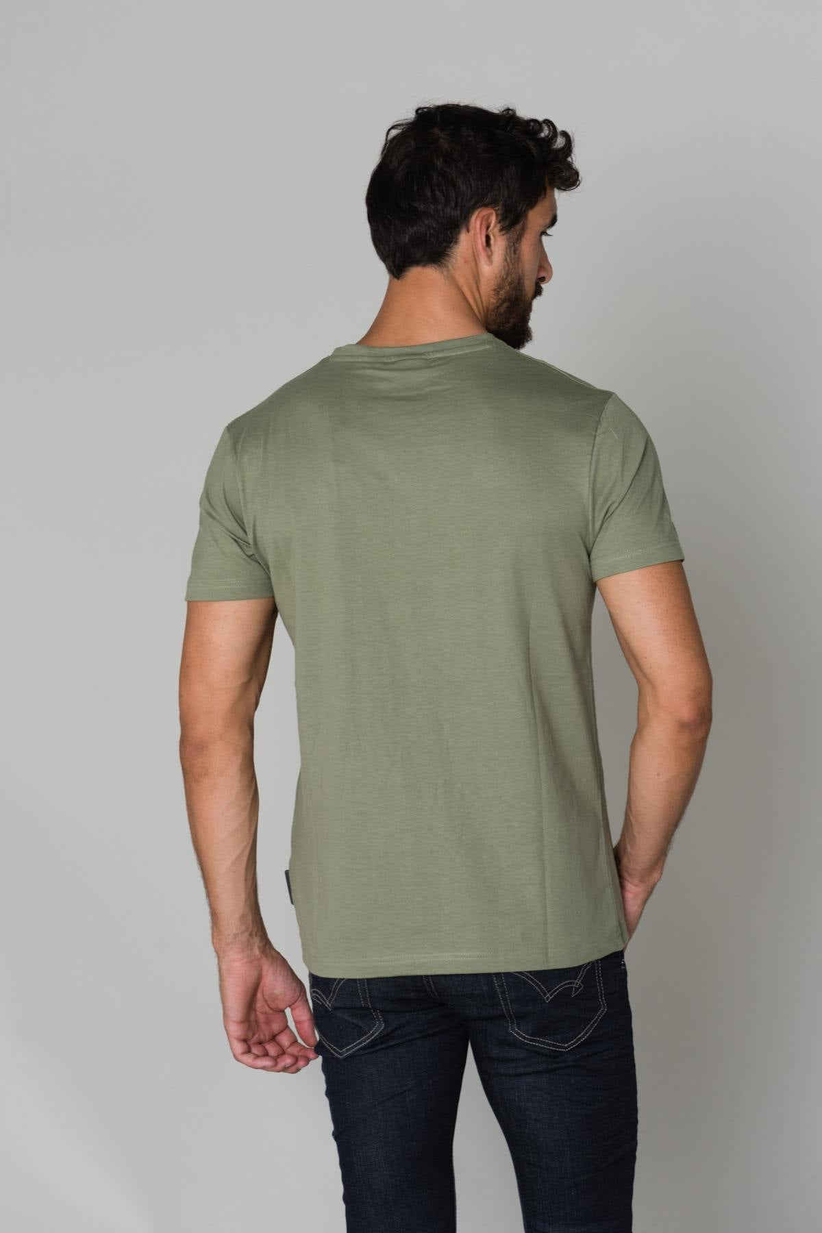 Men's khaki cotton t-shirt - Image n°4