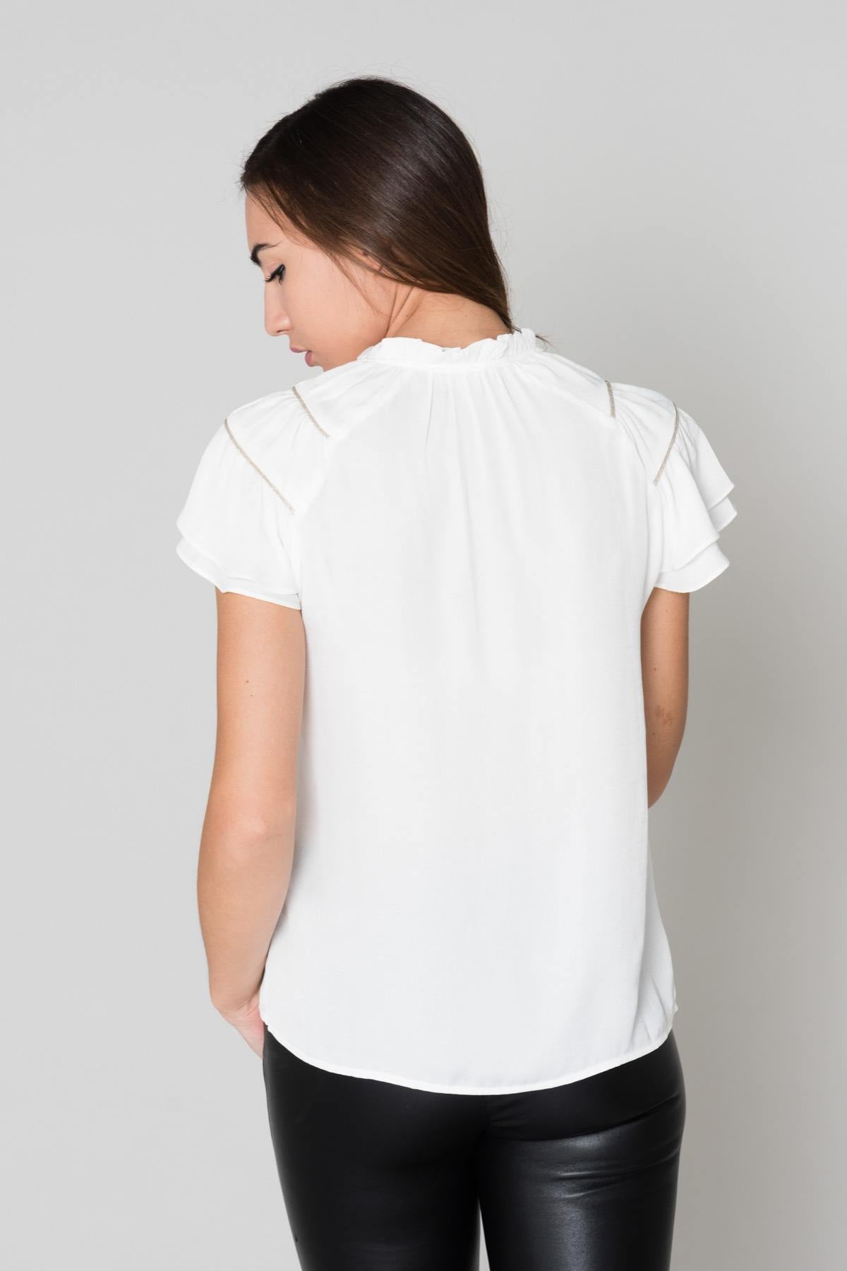 Women's white V-neck top - Image n°3