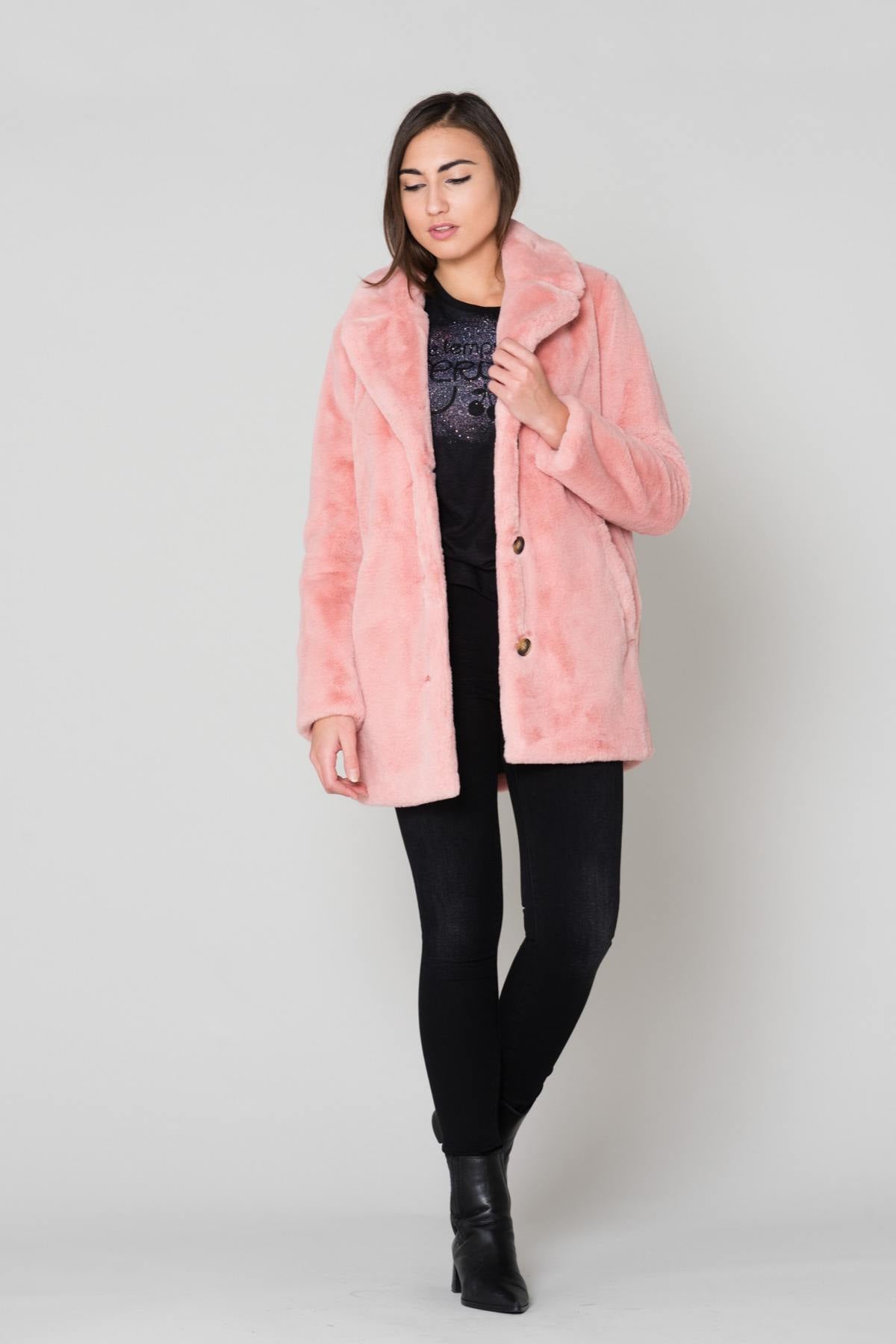 Comfort fit pink faux fur - Image n°3