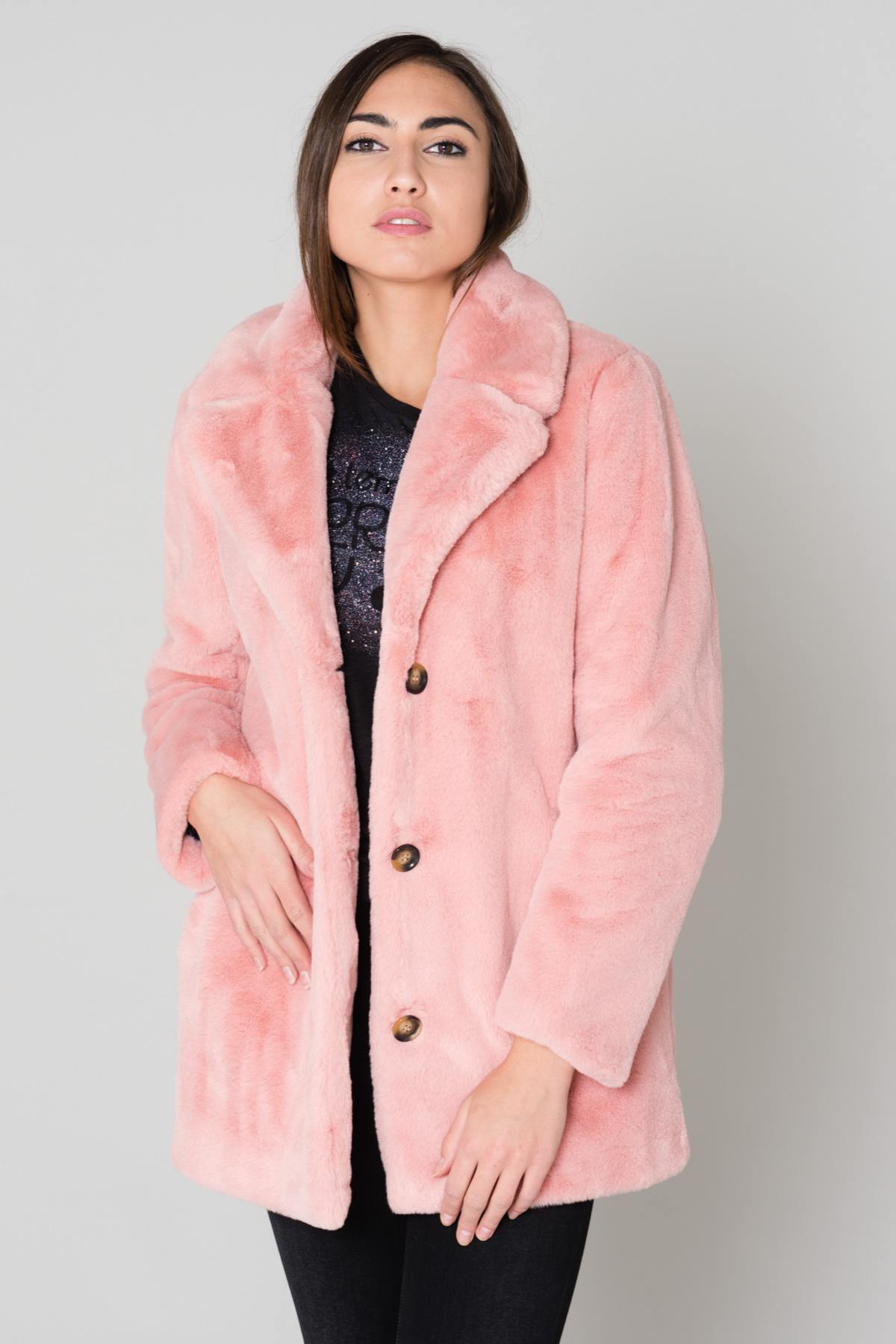 Comfort fit pink faux fur - Image n°1