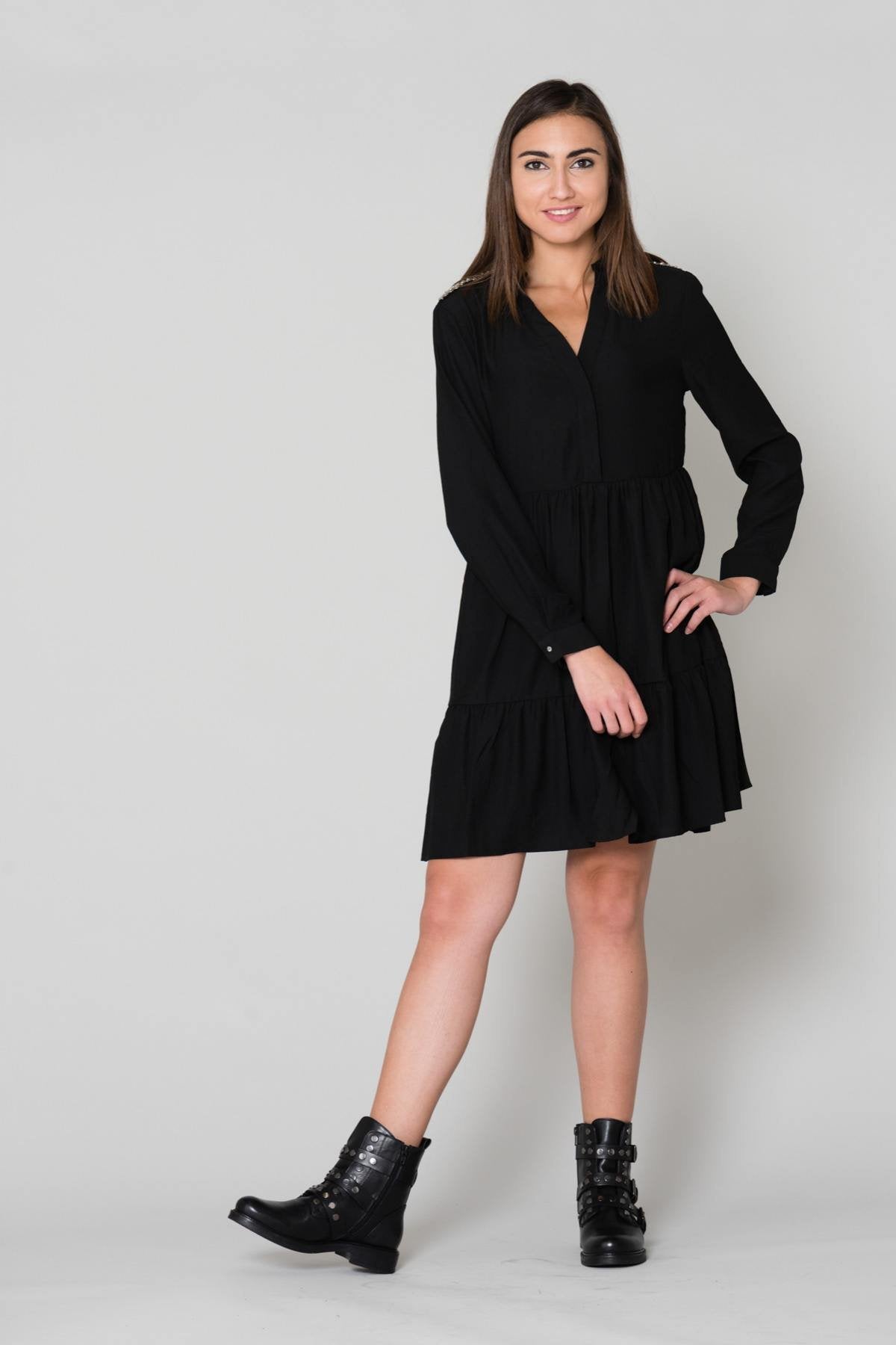 Black polyester dress - Image n°1