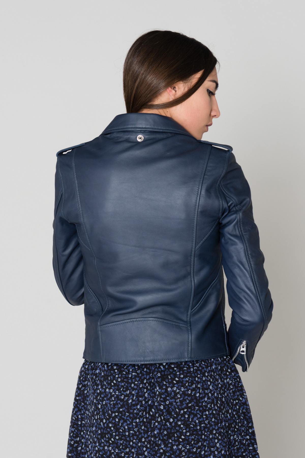 Blue sheepskin leather perfecto - Image n°6