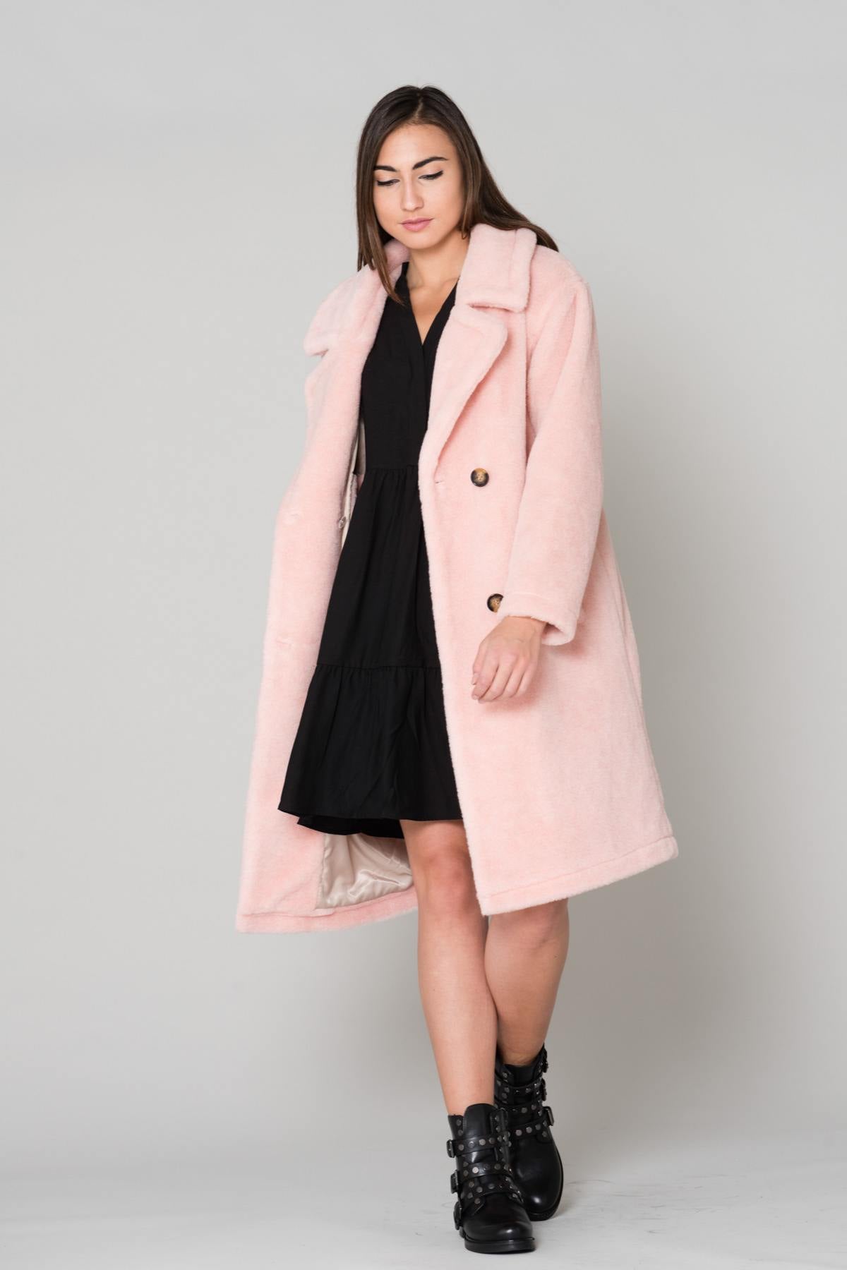 Mid-length powder pink jacket - Image n°2