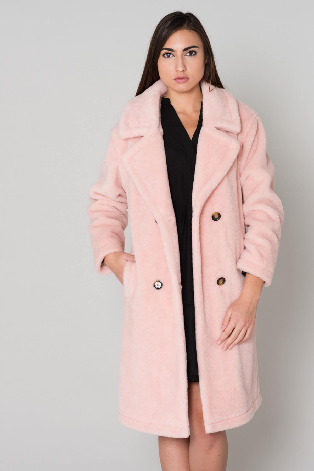 Mid-length powder pink jacket - Image n°1