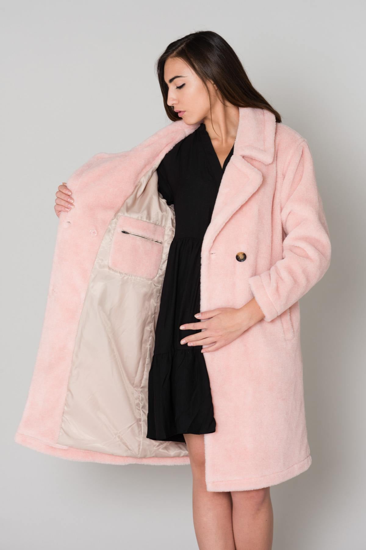 Mid-length powder pink jacket - Image n°4